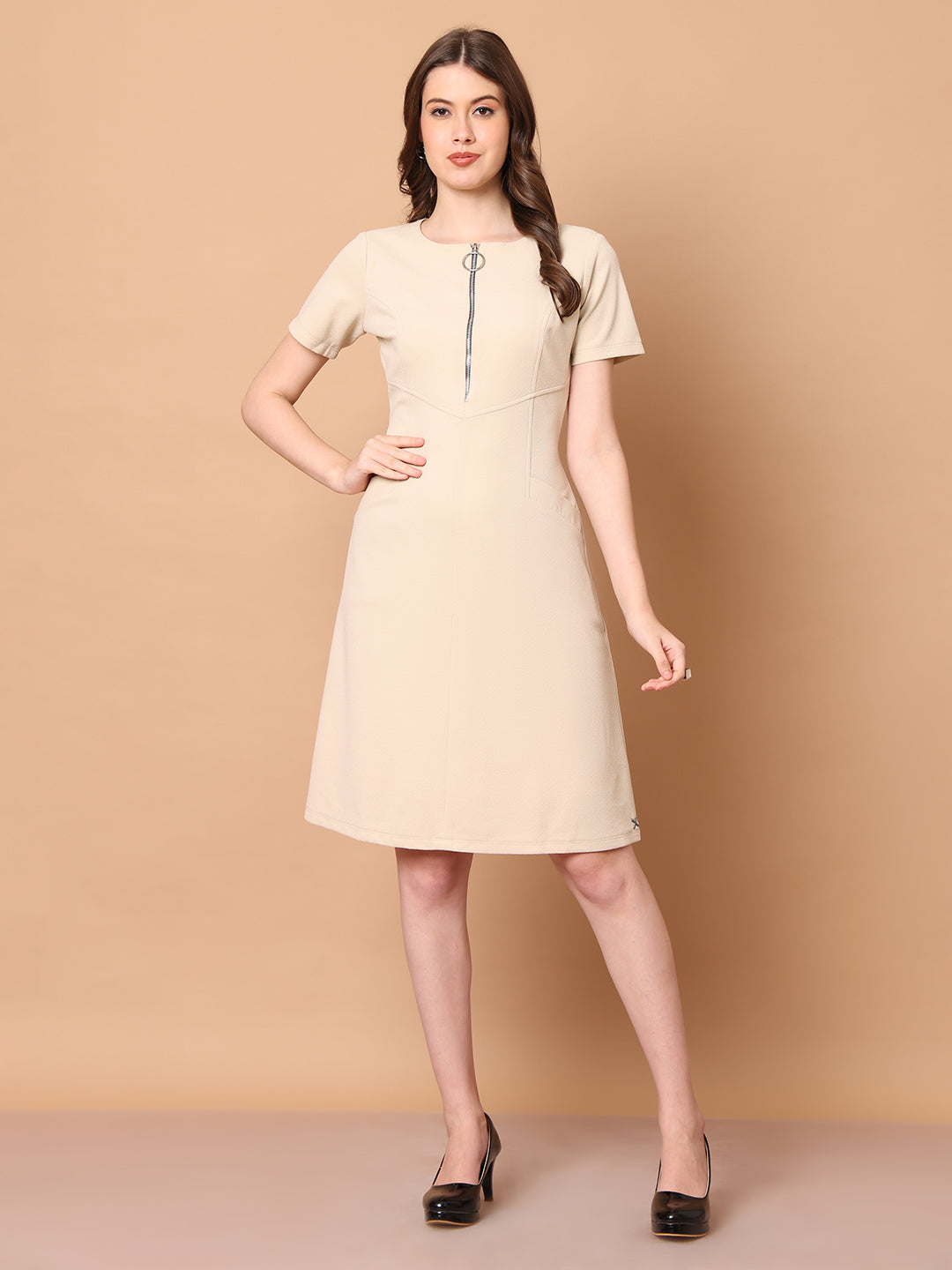 Exude Celebration A-line Zip Dress With Pockets