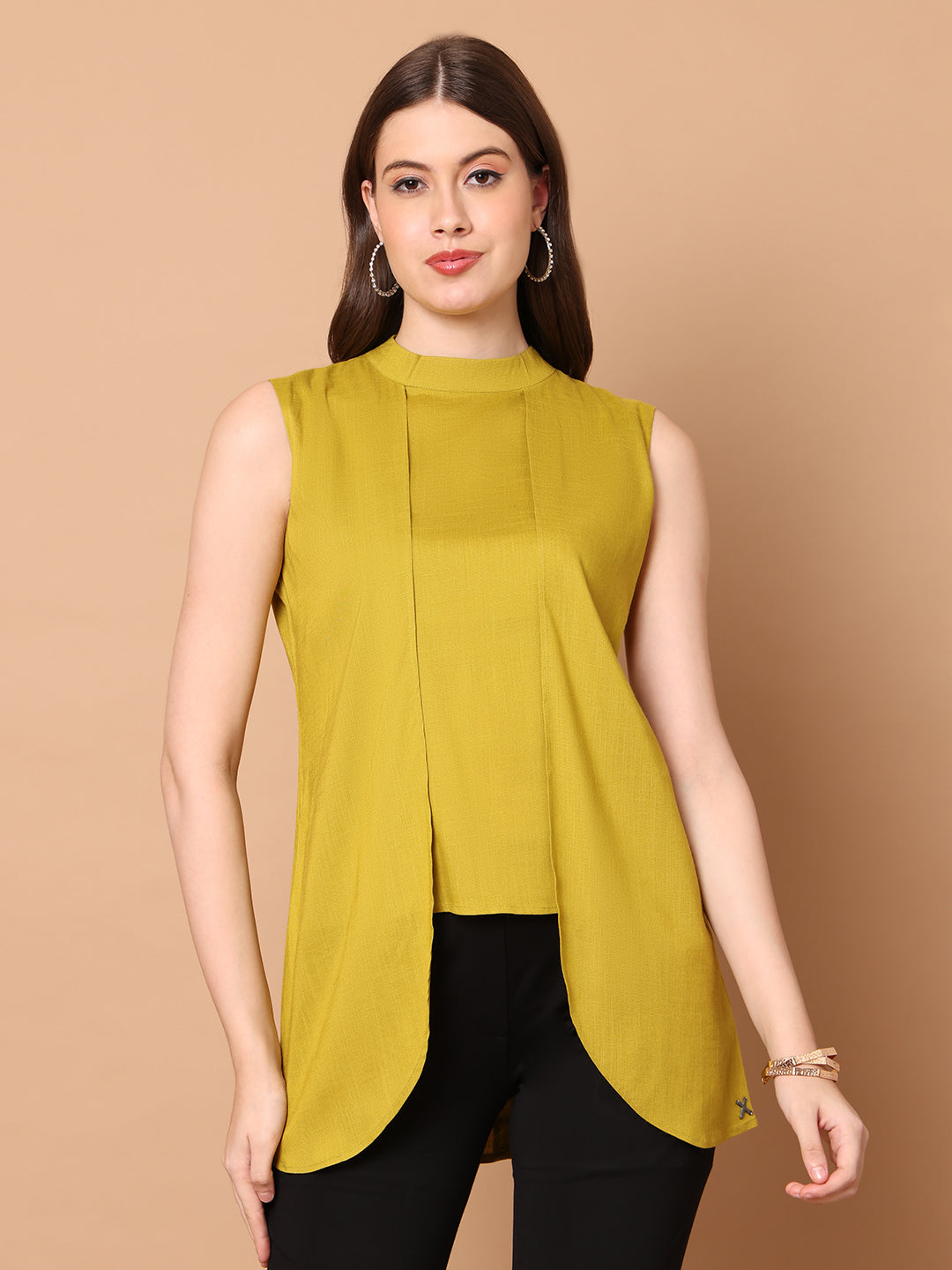 Exude Striking Silhouettes High Neck Layered Top