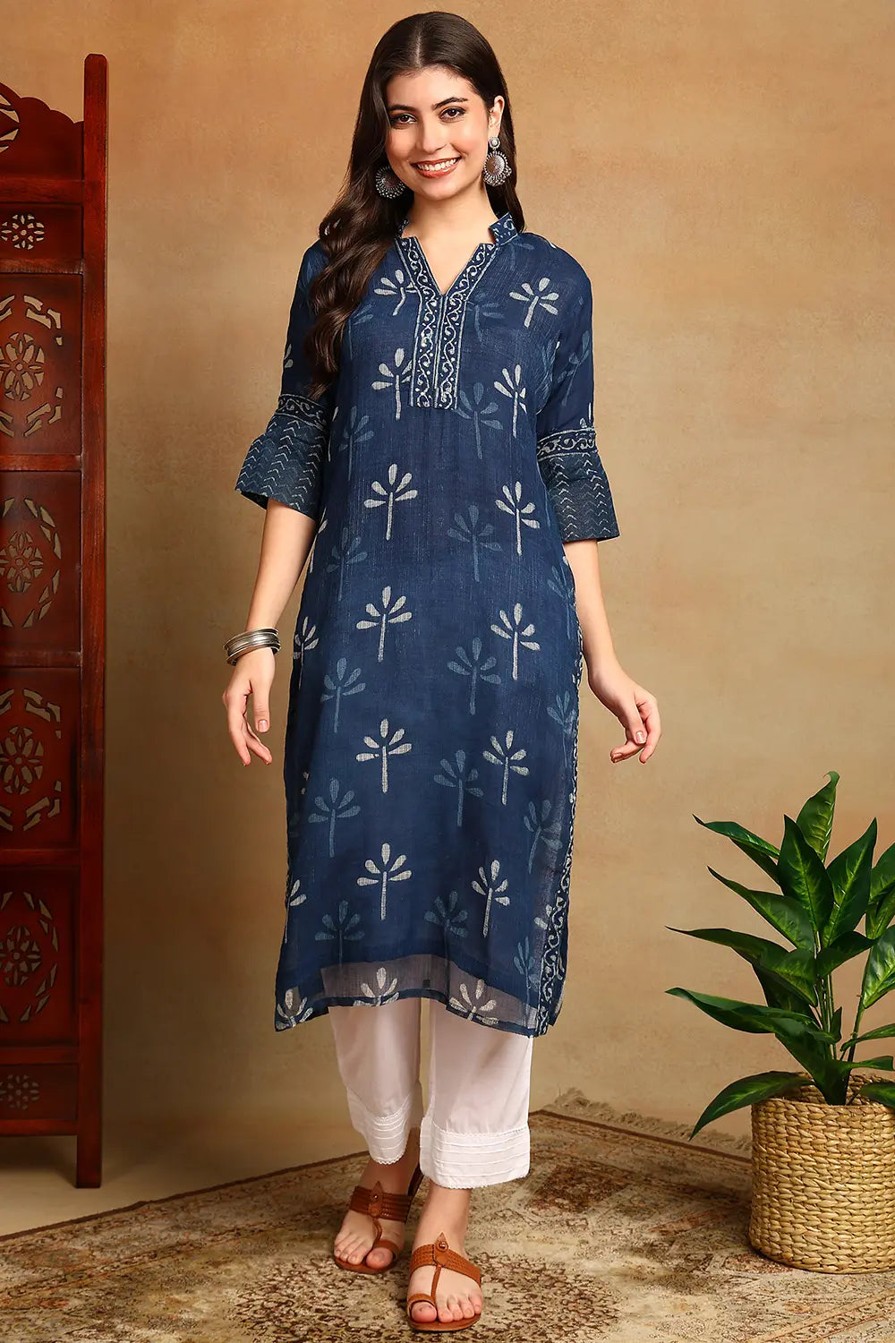 Indigo Blue Kota Doria Kurta