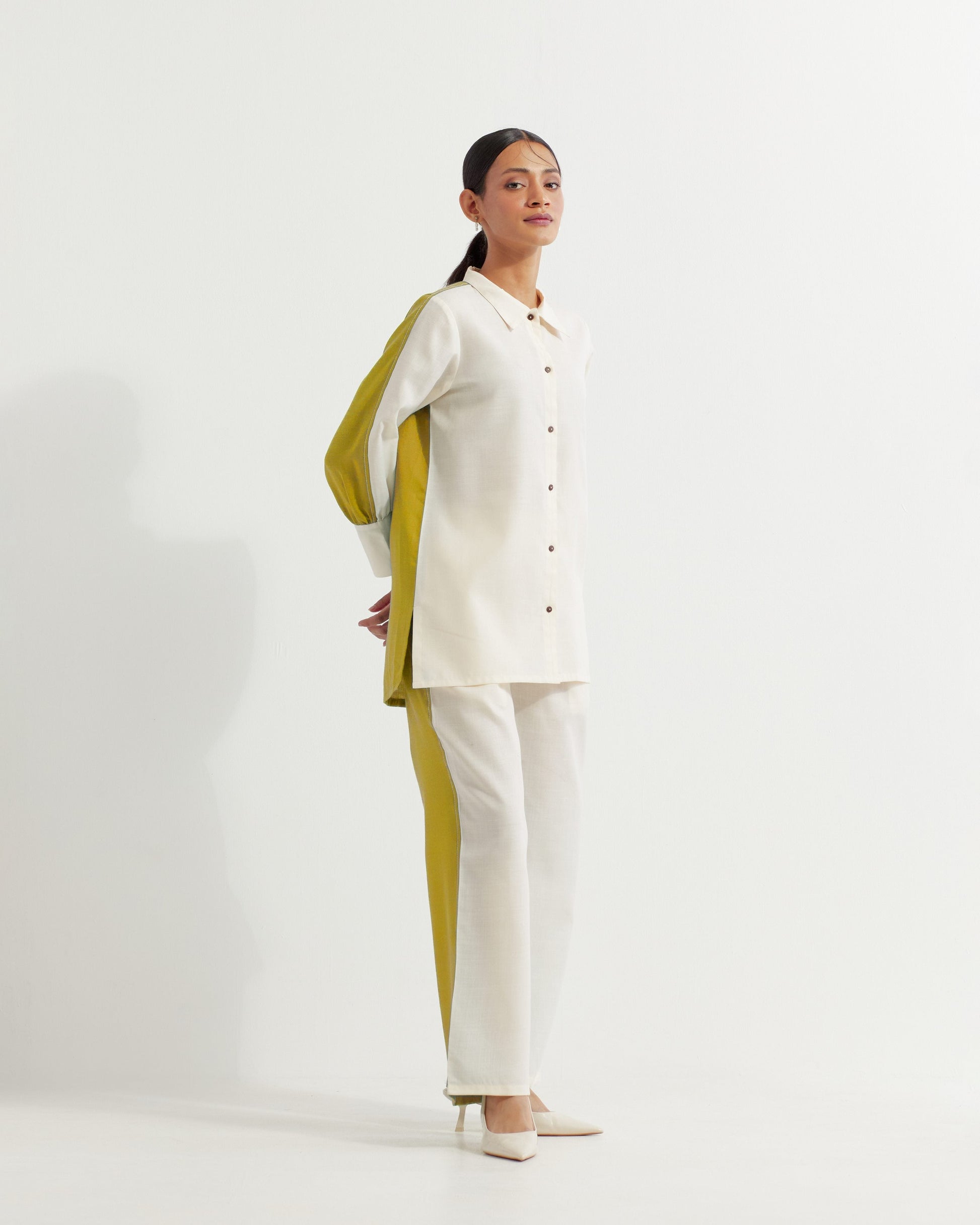 White/Lime Green Caroline Co-ord Set (Set of 2)- IC