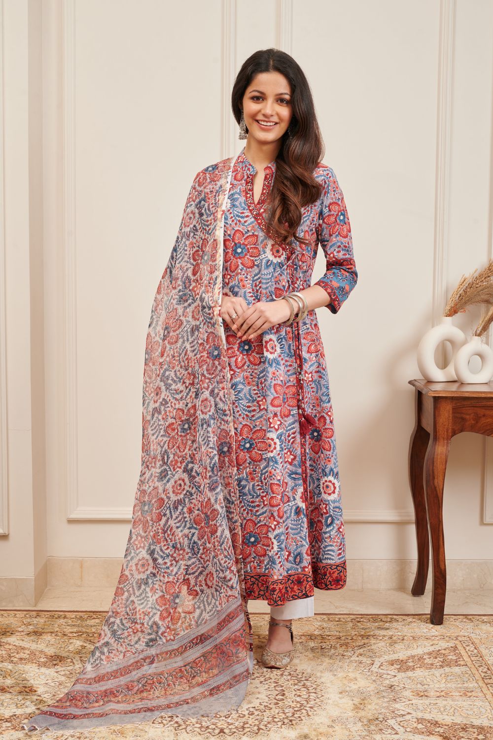 Grey Maroon Kota Doria Dupatta