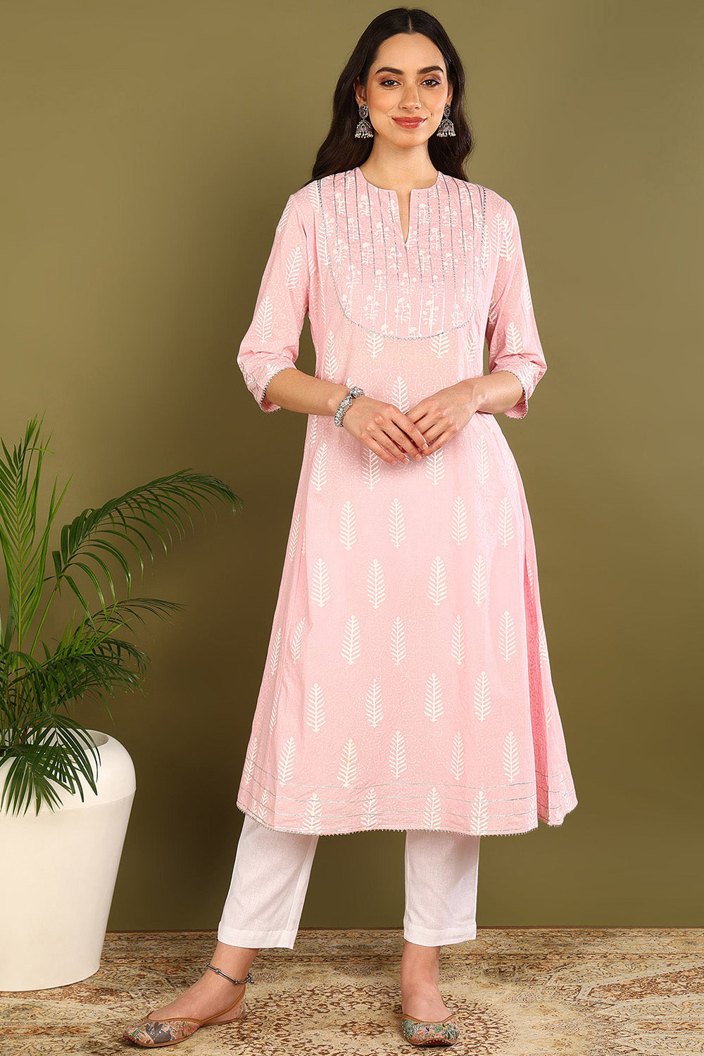 Pink 'A' Line Kurta