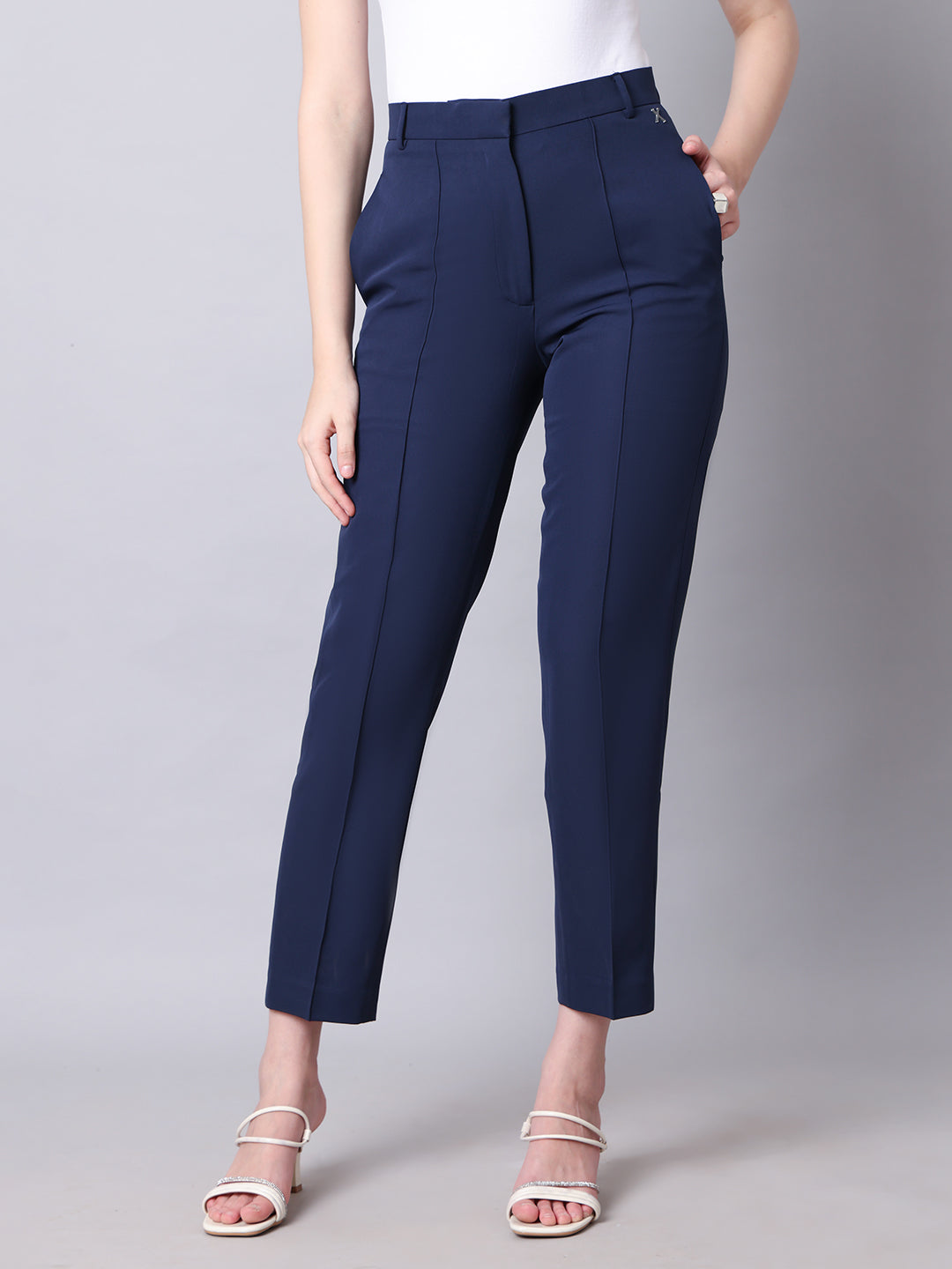 Exude Timeless Threads Straight Fit Trousers with Pockets