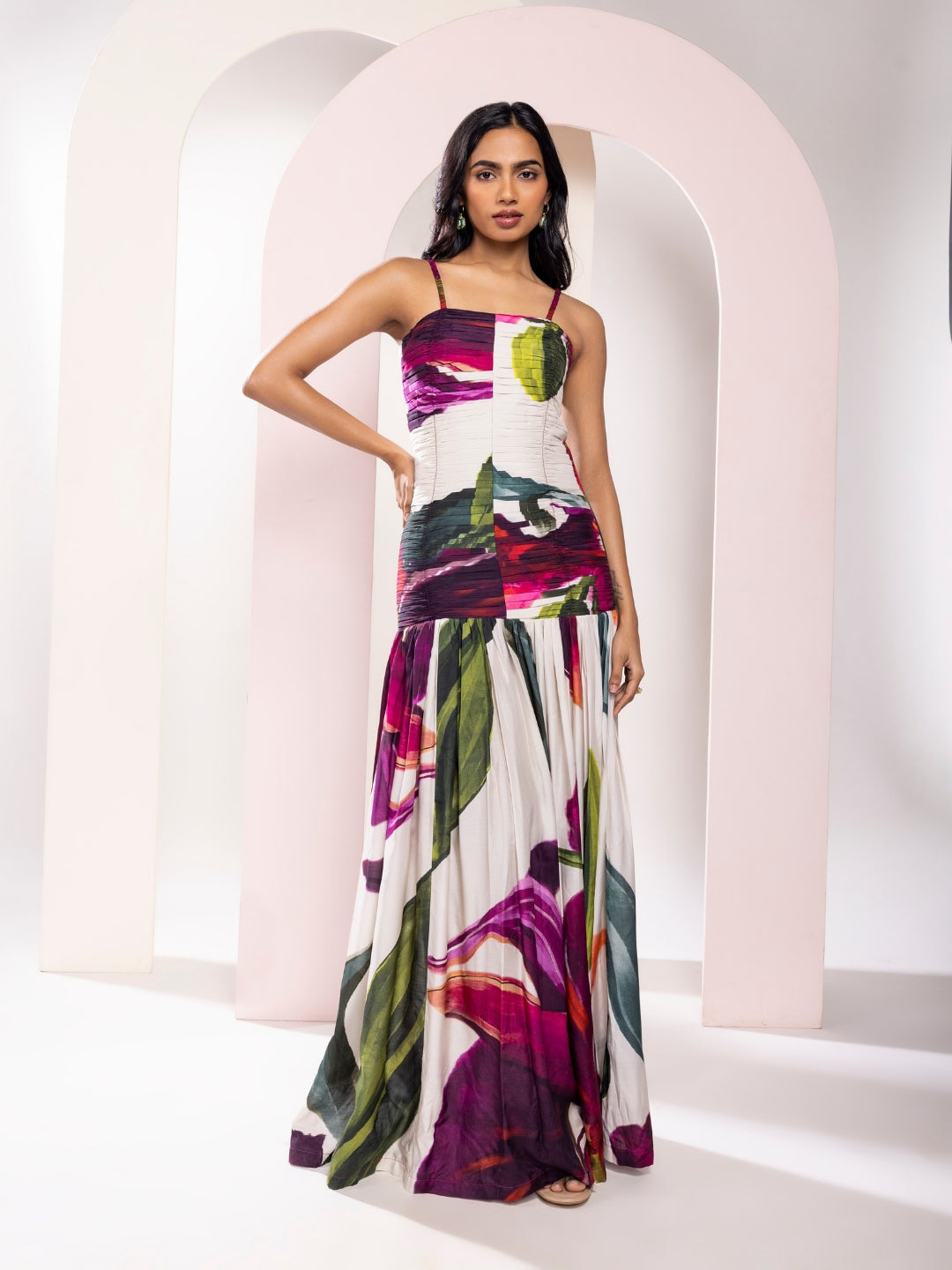Whimsy Printed Pleated Dress