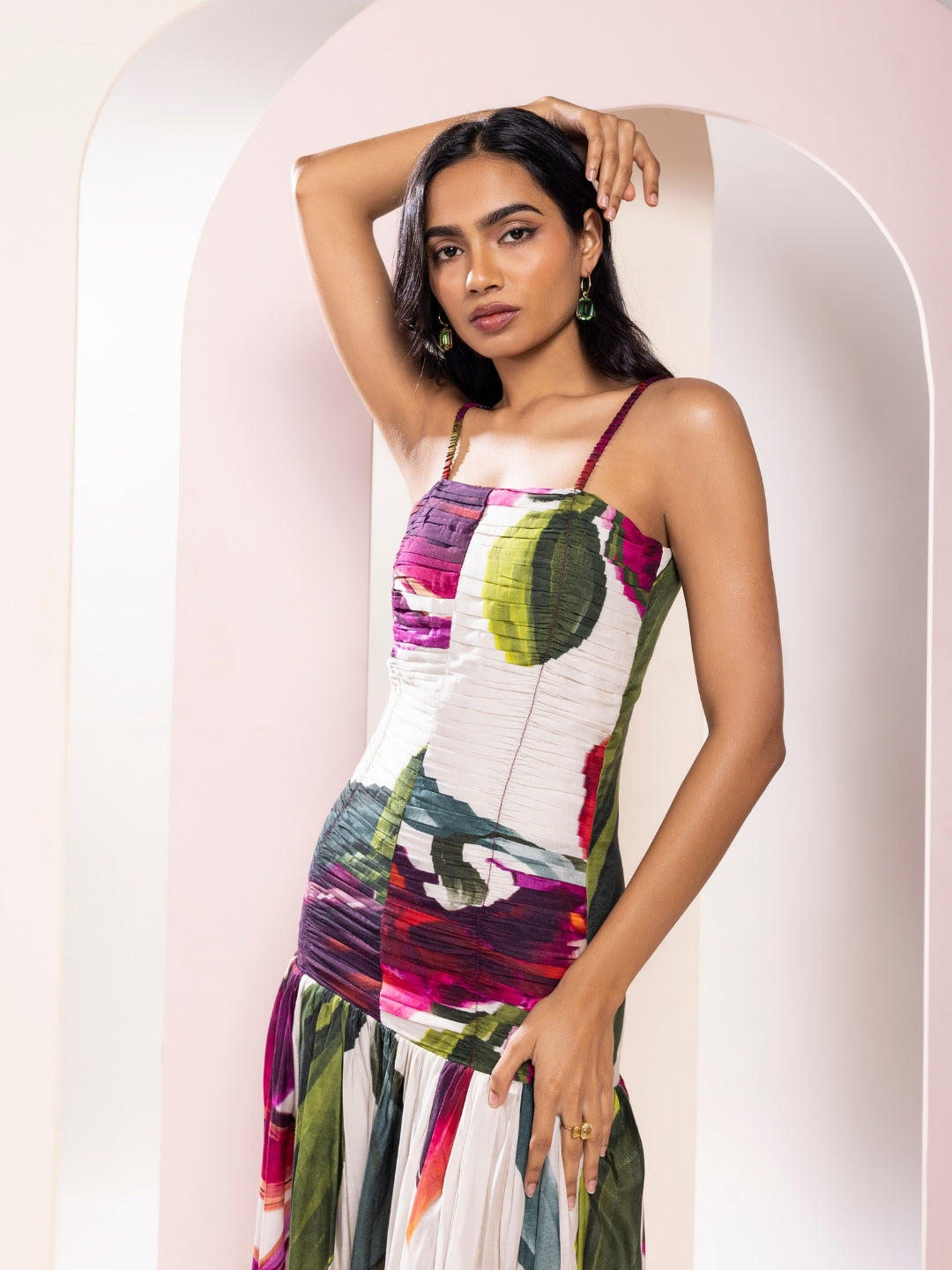 Whimsy Printed Pleated Dress