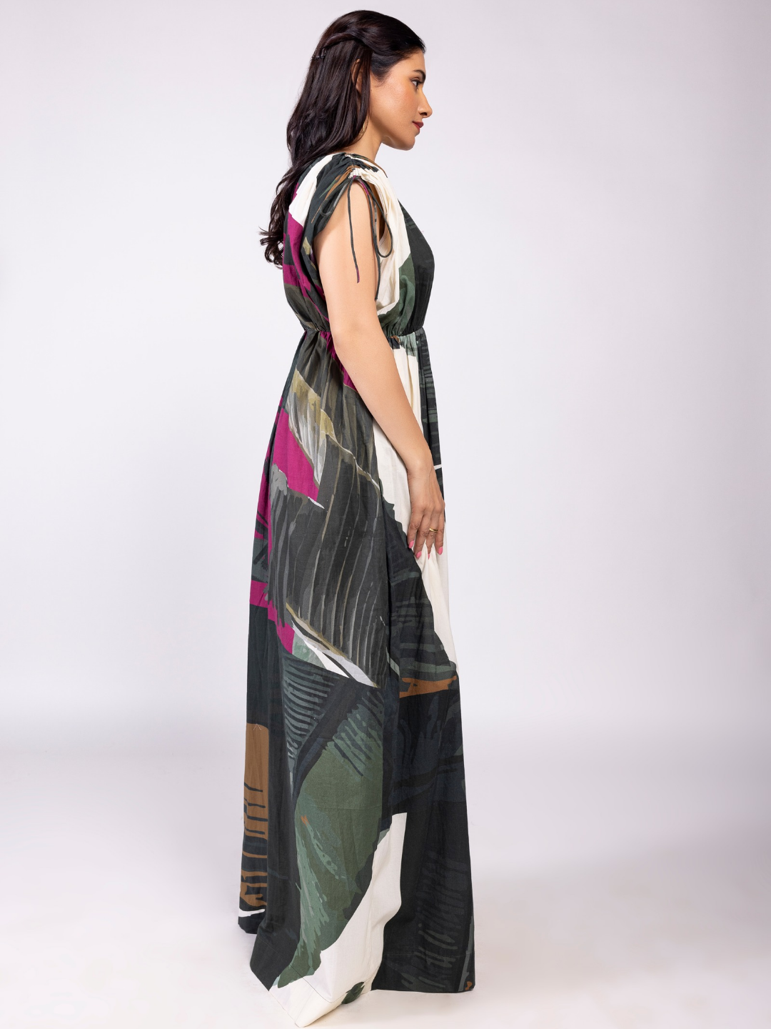 Tropica Printed V neck Maxi Dress