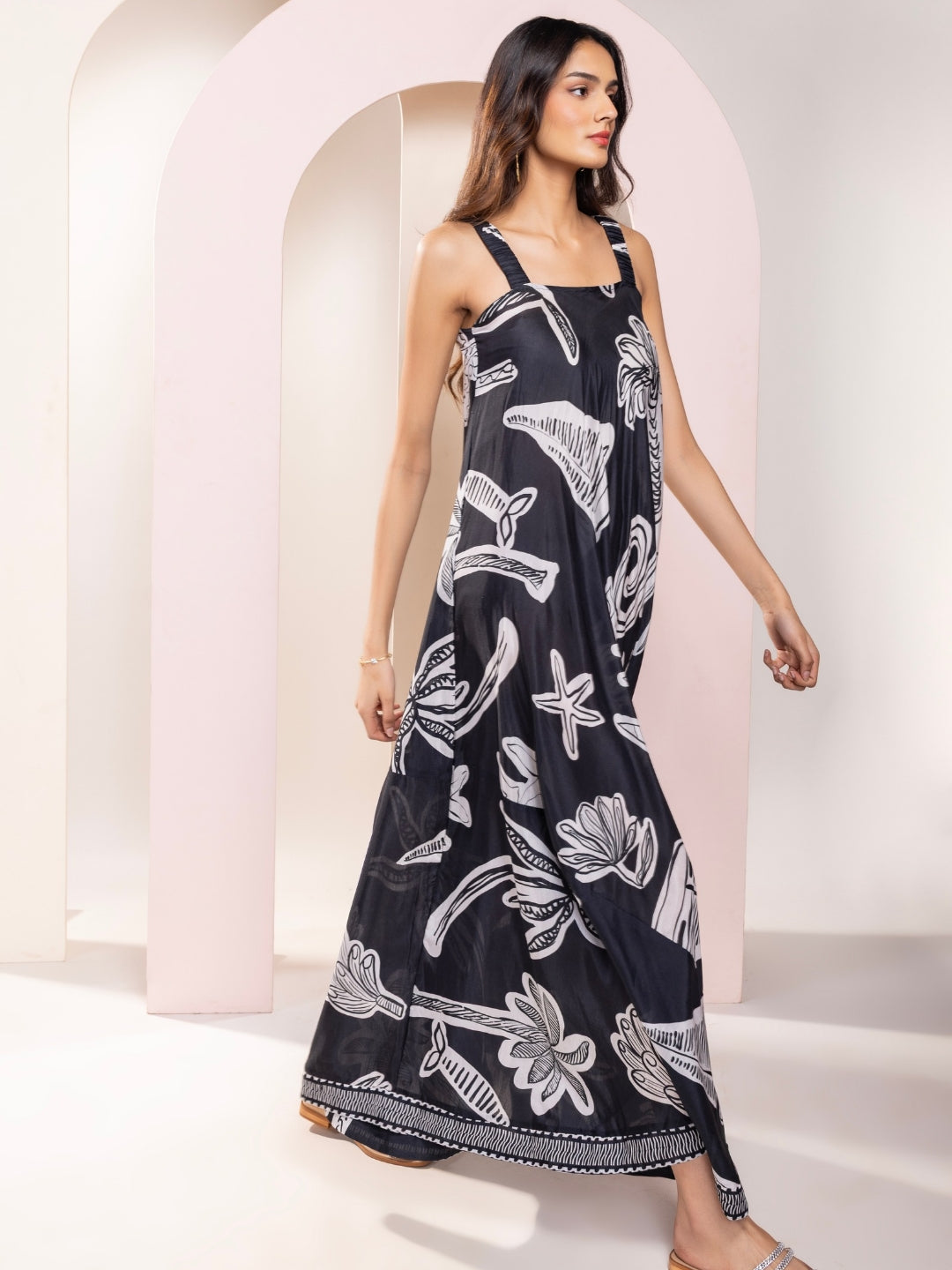 Chalk Printed Loose Fit Maxi Dress