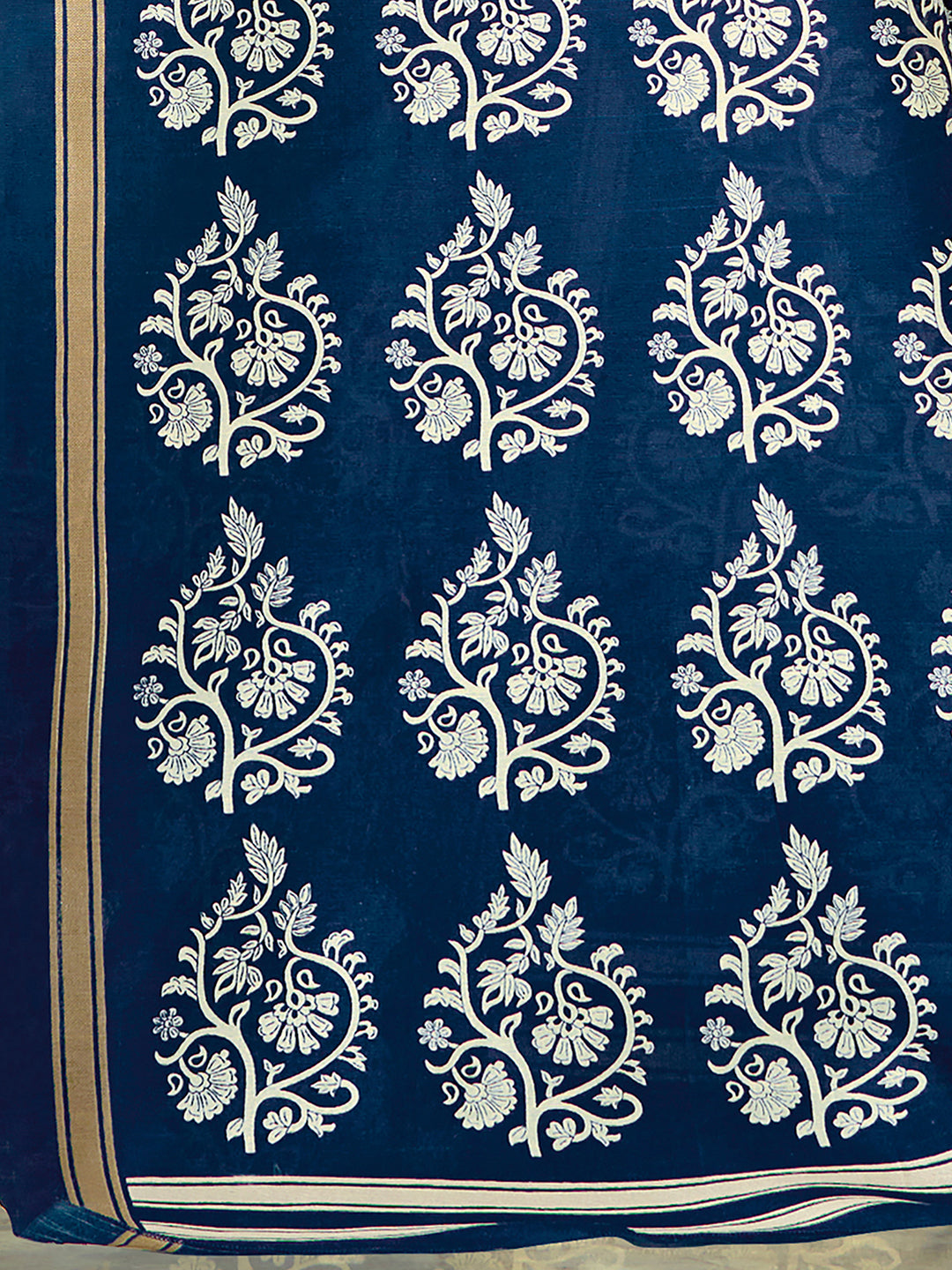 Bhagalpuri Silk Blue Printed Designer Saree With Blouse