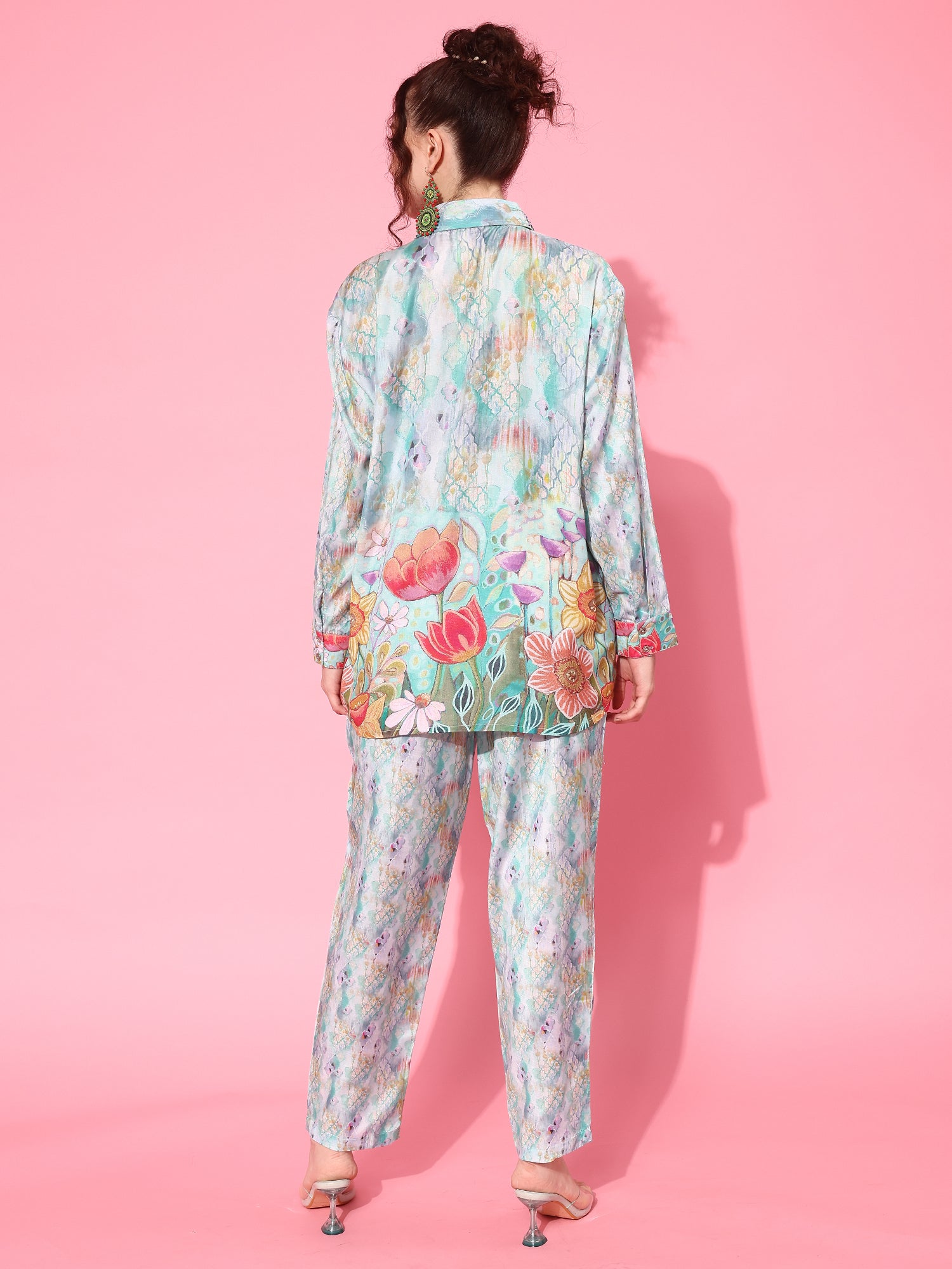Women Printed Shirt with Trousers Co-Ords