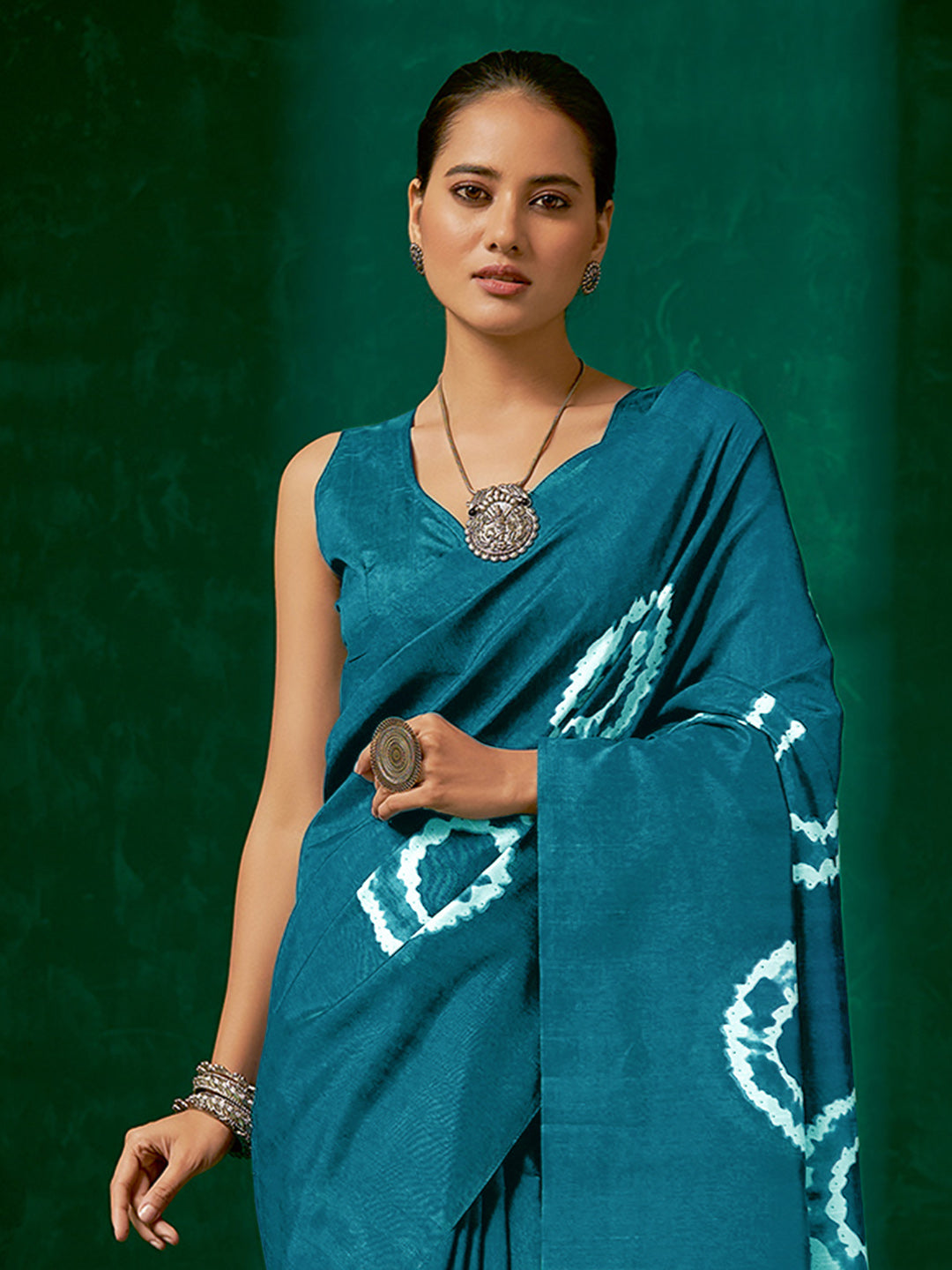 Bhagalpuri Silk Blue Printed Designer Saree With Blouse