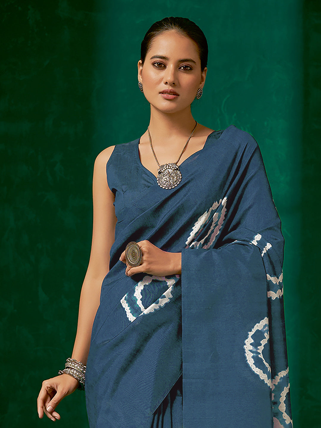 Bhagalpuri Silk Grey Printed Designer Saree With Blouse