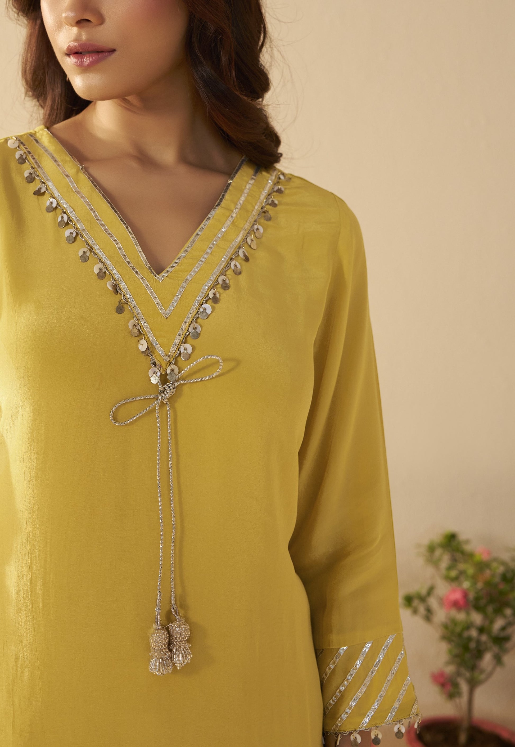 Albeli Lemon Applique work Premium suit set-AL