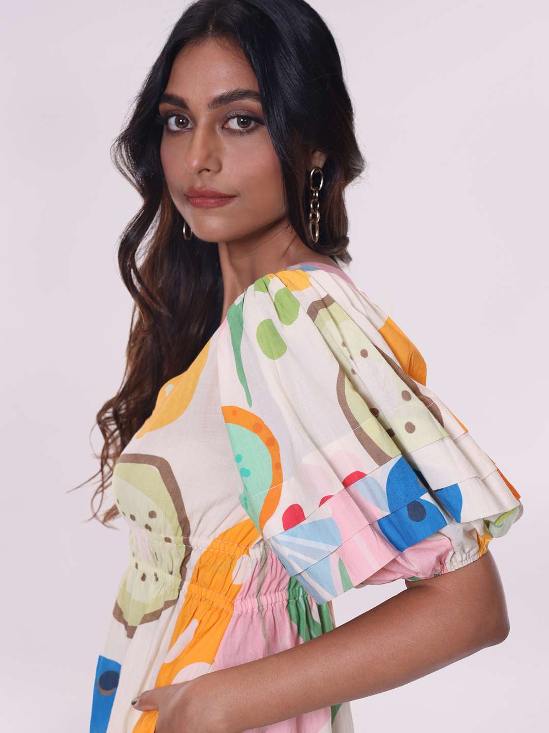 Berry Printed V Neck Dress