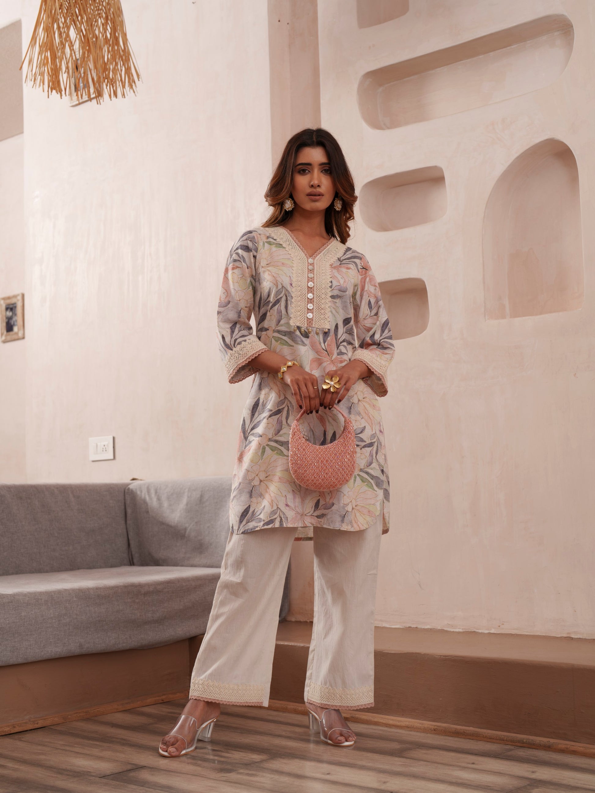 Tashvika heather Linen co-ord set- AL