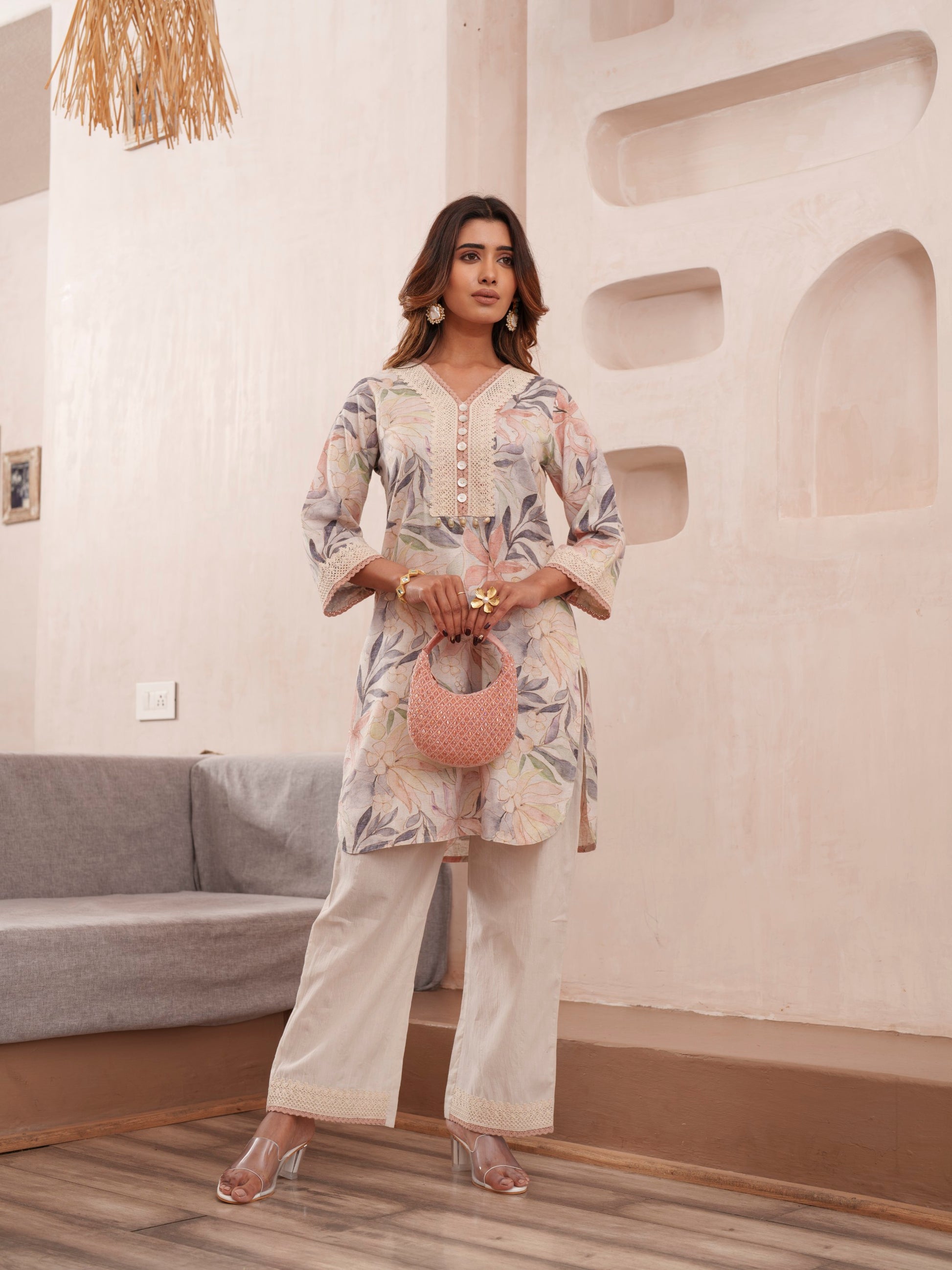 Tashvika heather Linen co-ord set- AL