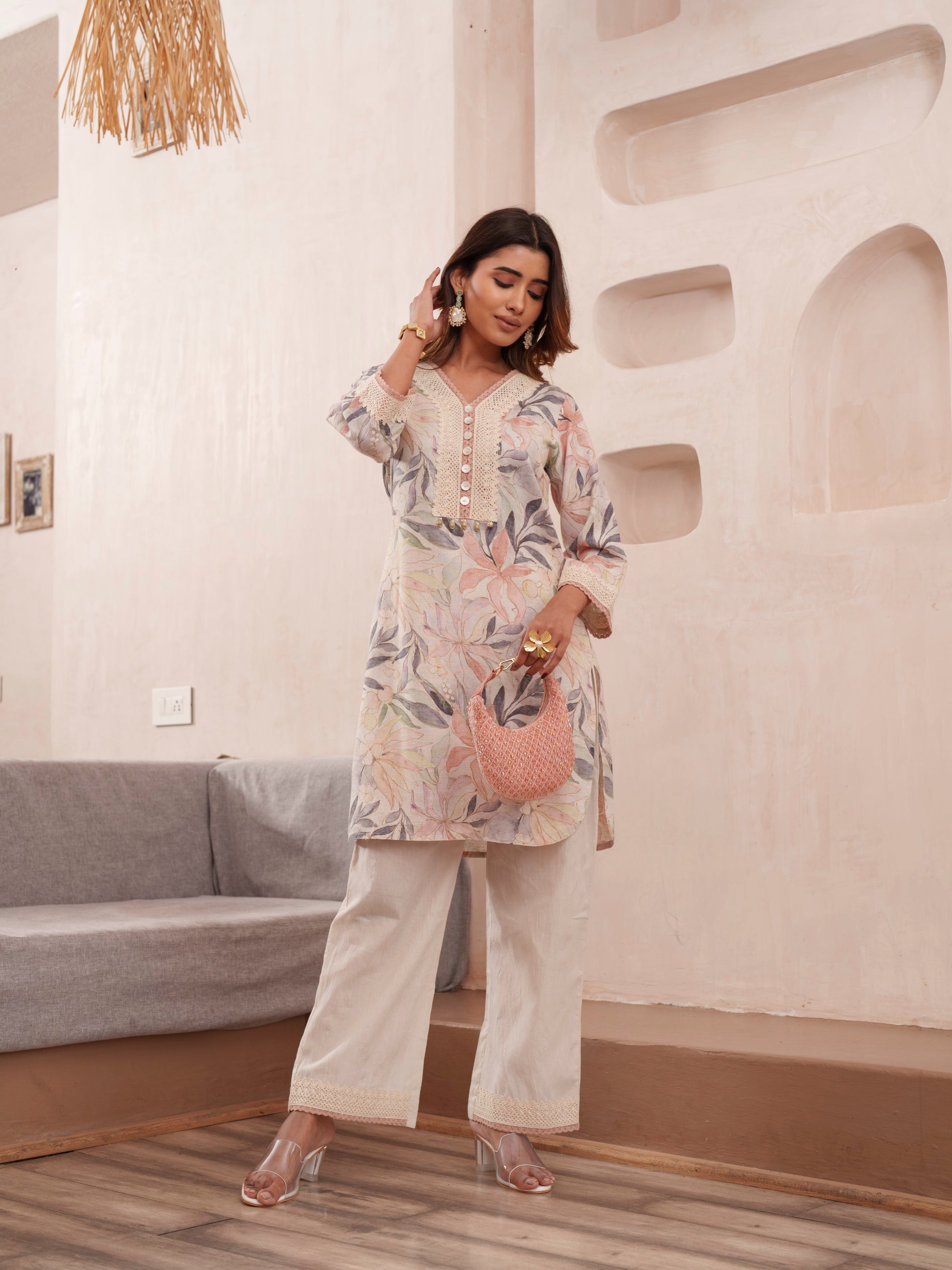 Tashvika heather Linen co-ord set- AL