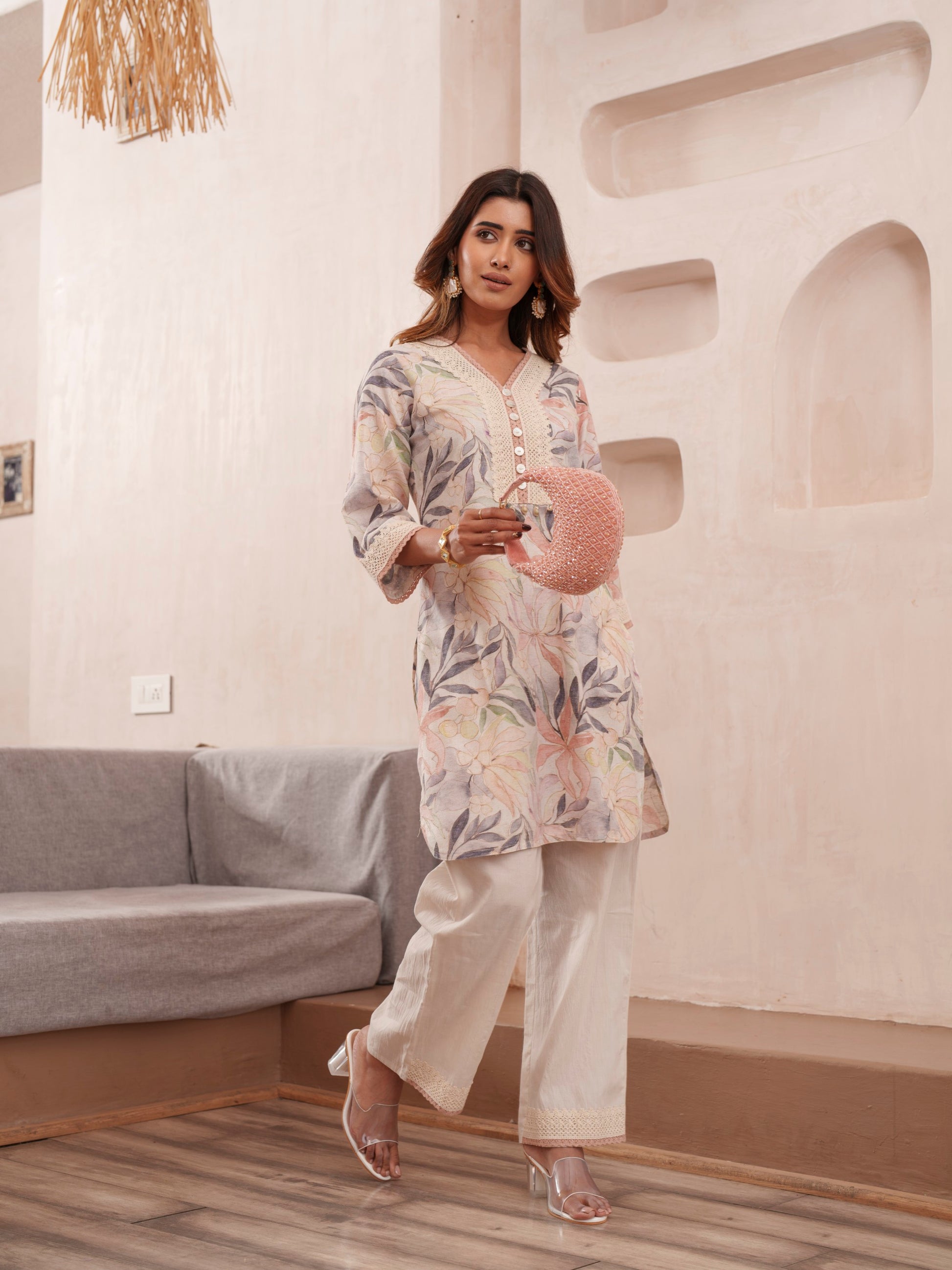 Tashvika heather Linen co-ord set- AL