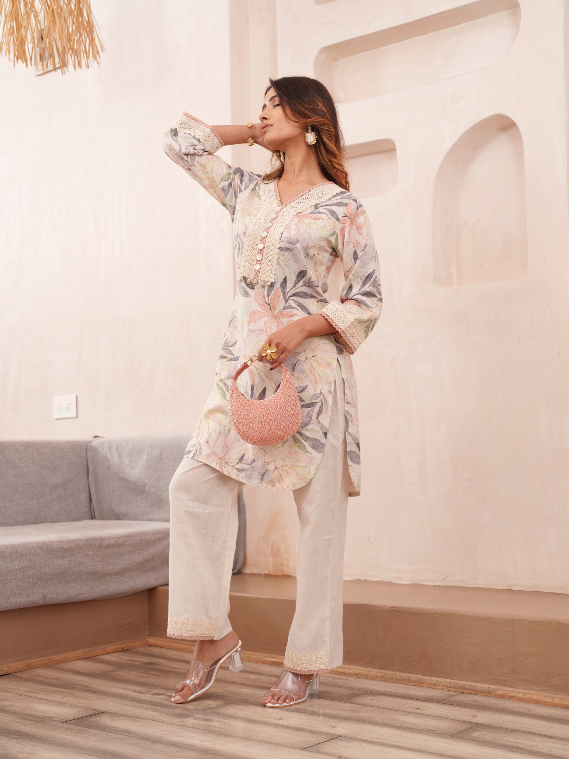Tashvika heather Linen co-ord set- AL