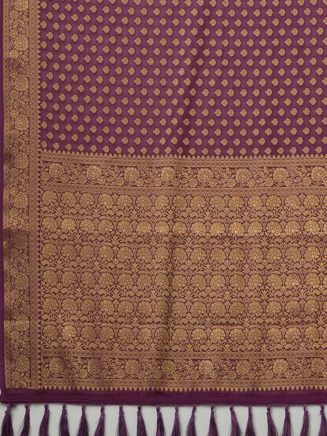 Georgette Burgundy Woven Design Designer Saree With Blouse