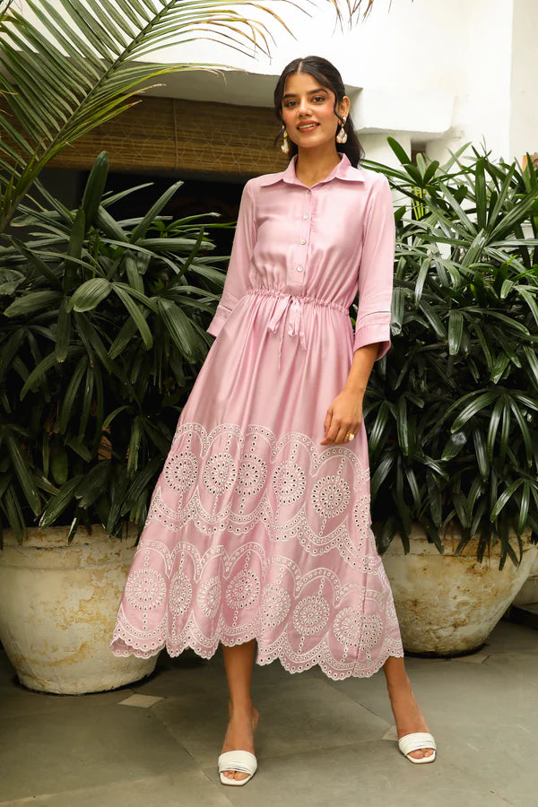 PINK DELIGHT EMBROIDERED DRESS- II