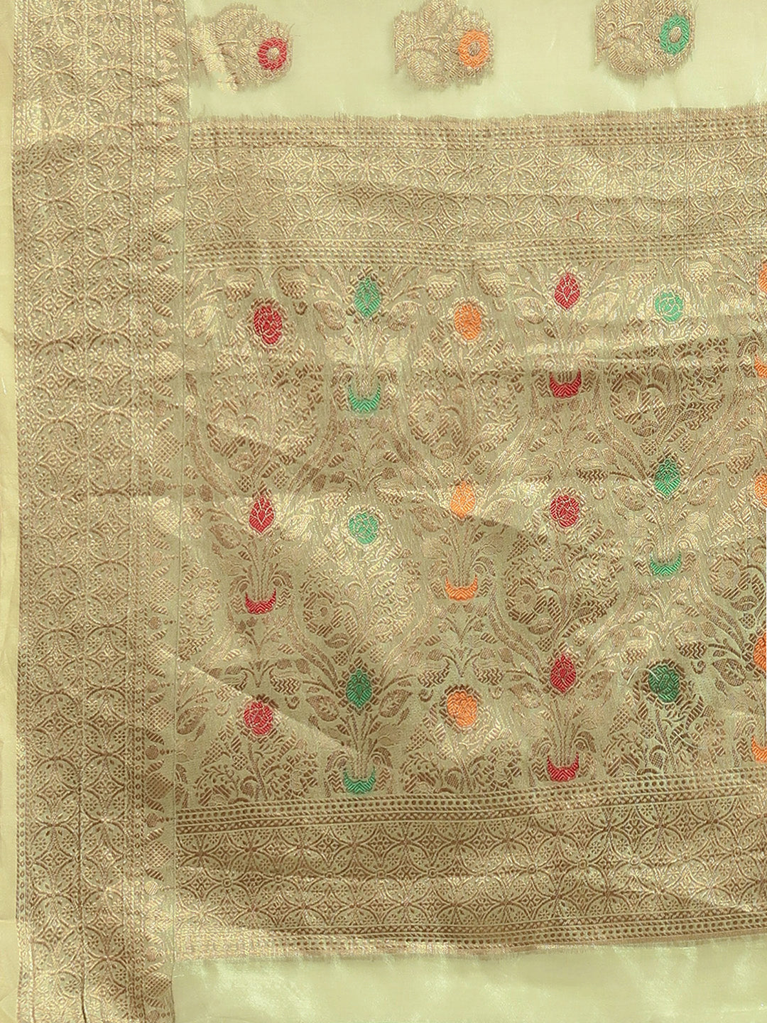 Silk Blend Olive WovenDesign DesignerSaree With Blouse Piece