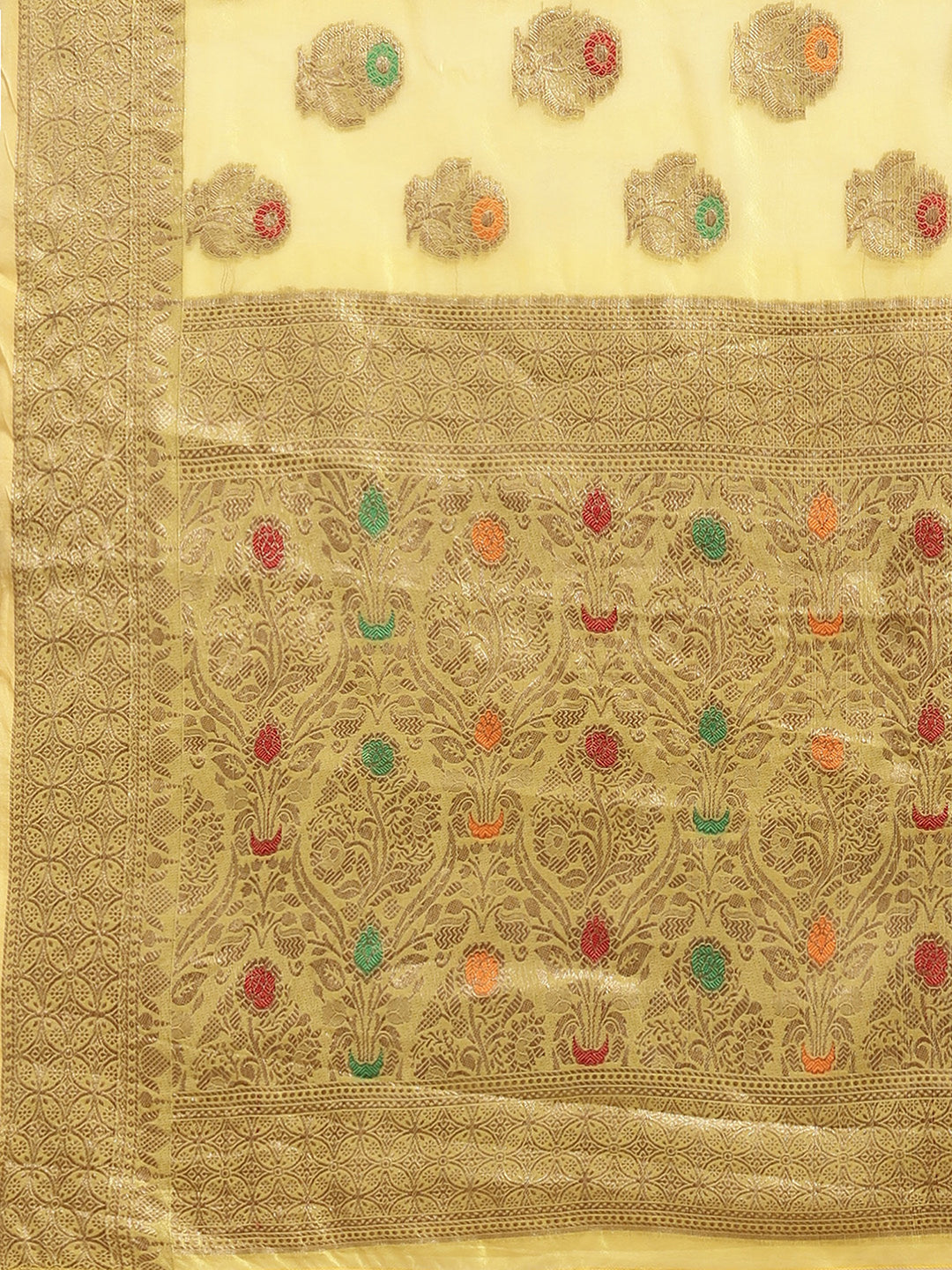 Silk Blend Yellow WovenDesign DesignerSaree With Blouse Piece