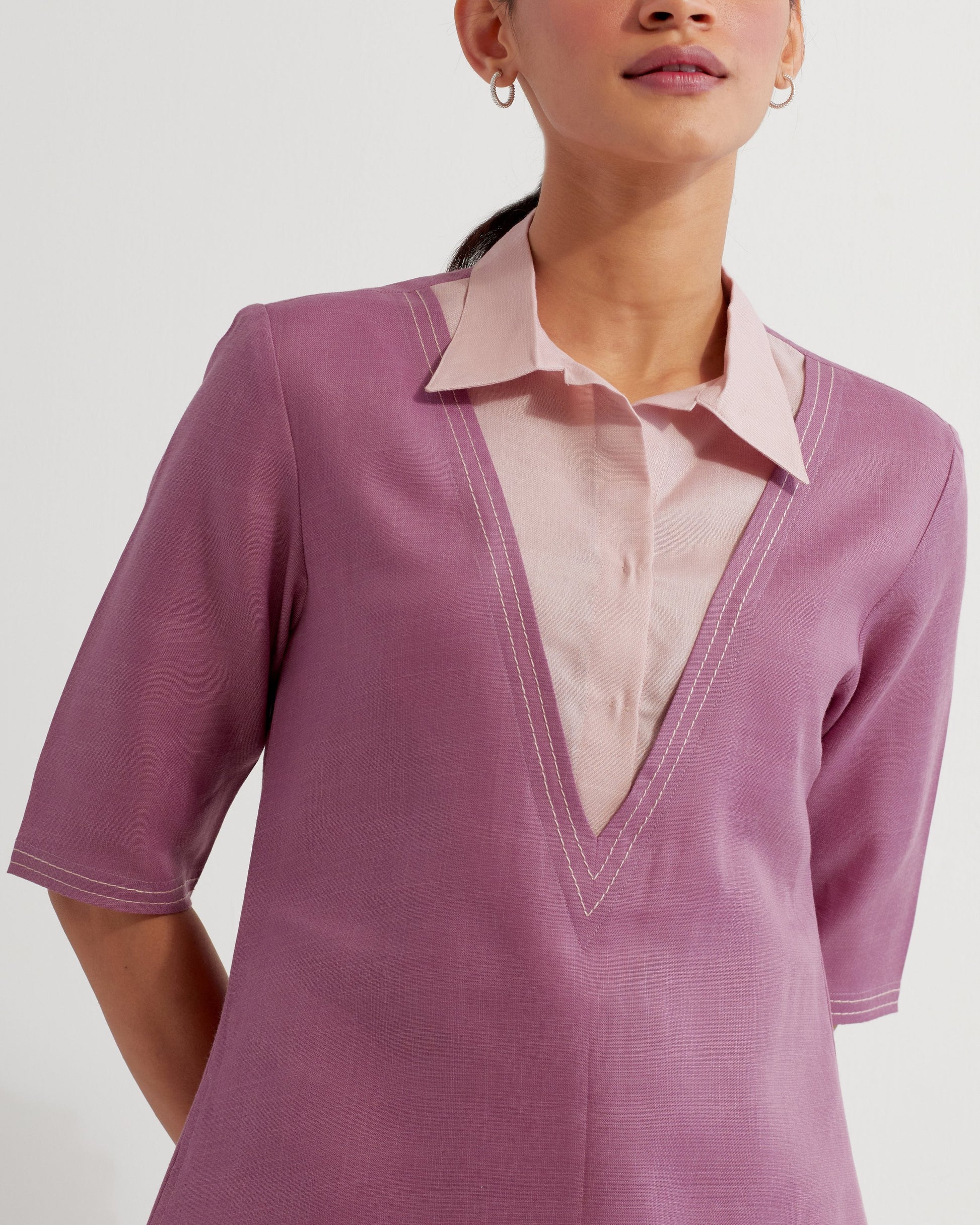 Mauve Collared Co-ord Set (Set of 2)- IC