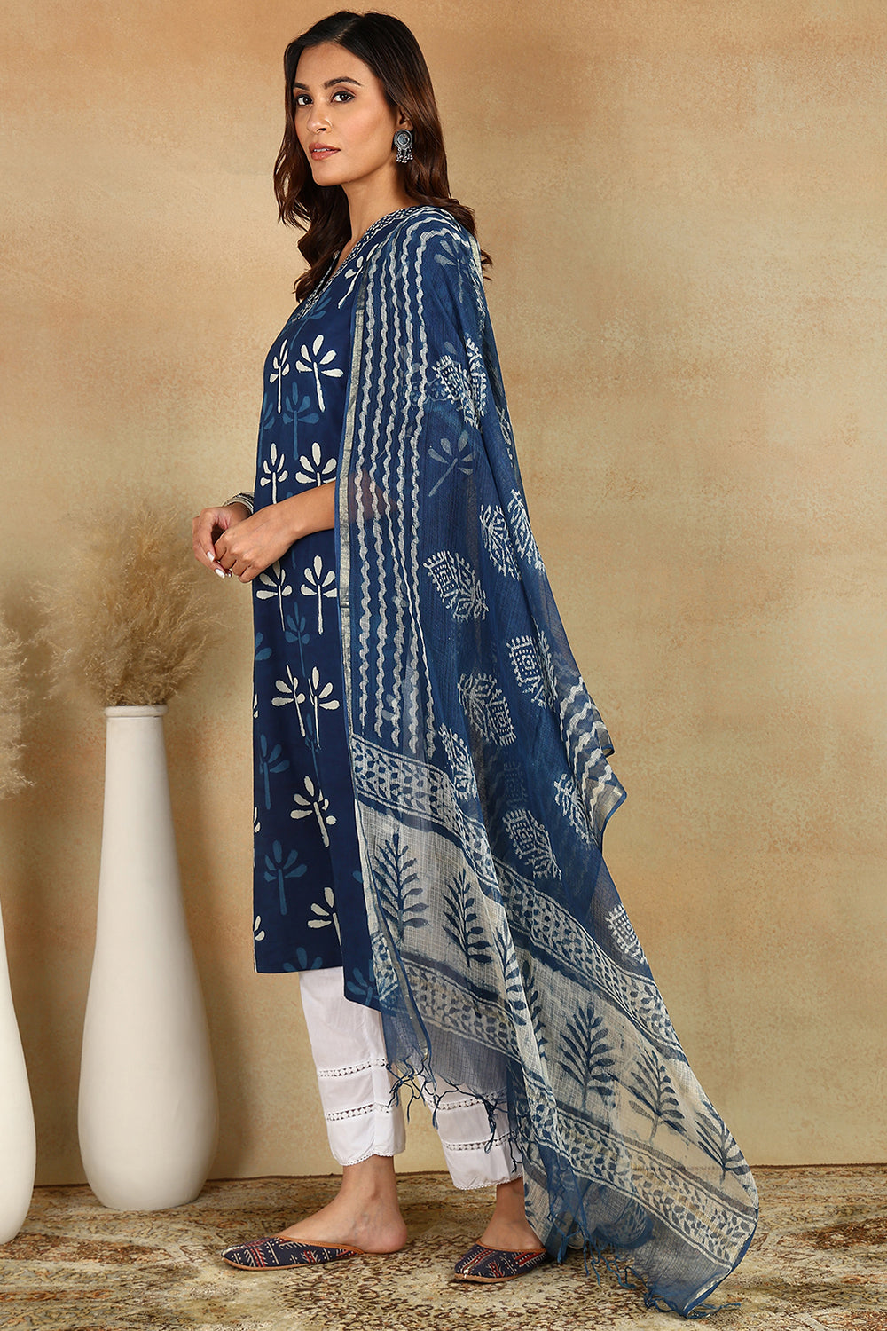 Indigo Blue Kota Doria Dupatta