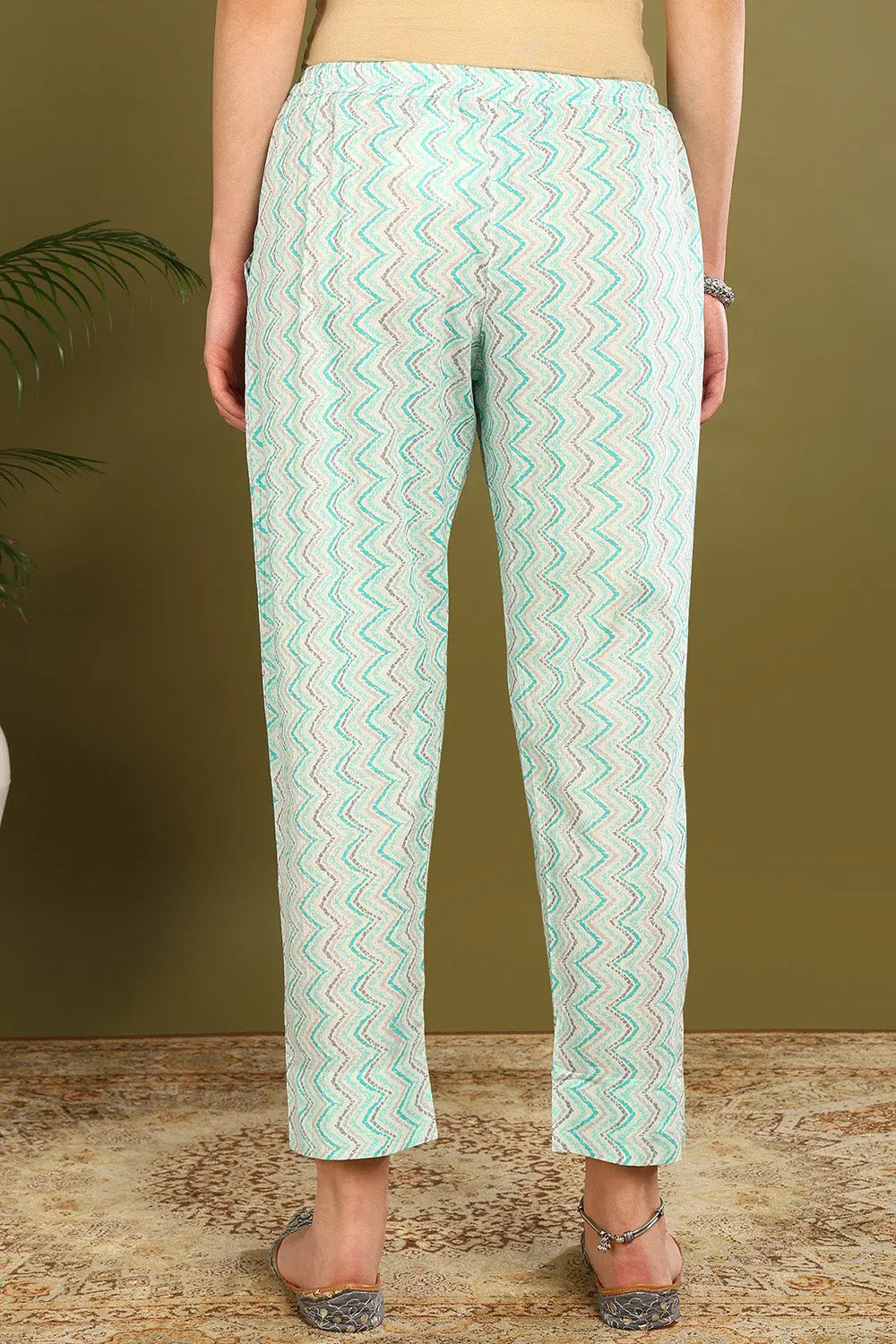 Green Printed Farsi Pants