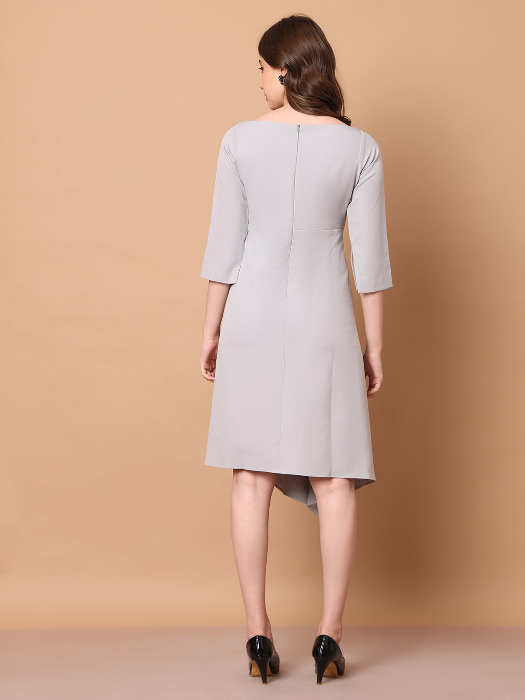 Exude Sunlit Drape Dress With Sleeves