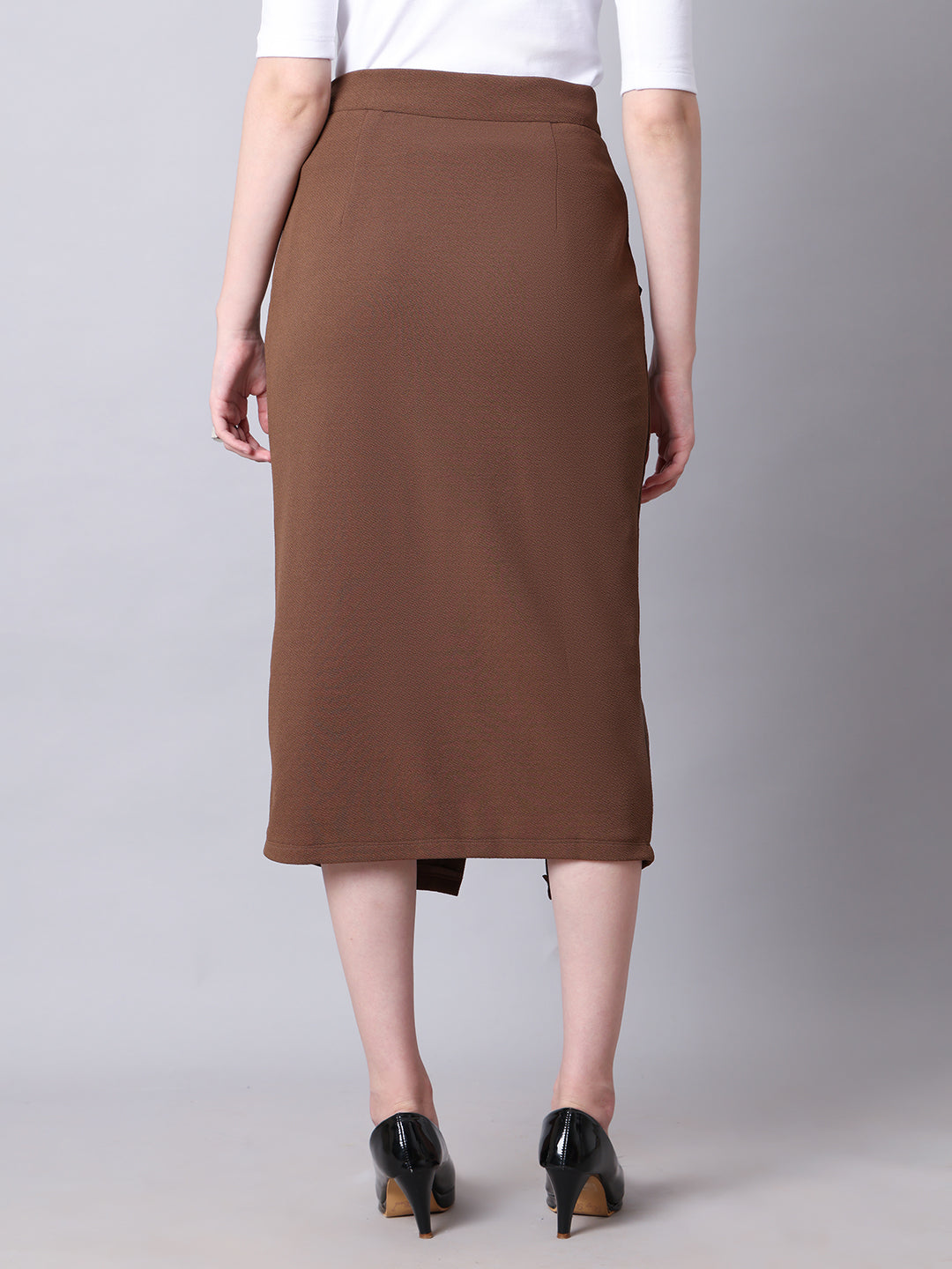 Exude Euphoria Pencil Midi Skirt with Front Slit