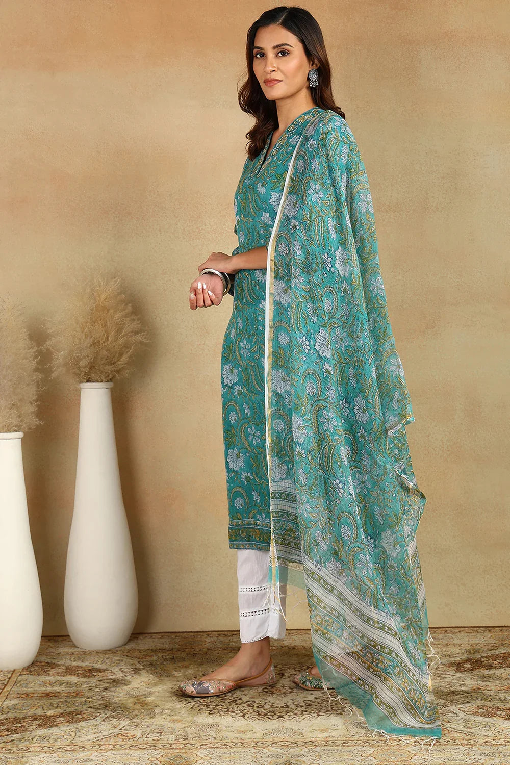 Green Kota Doria Dupatta