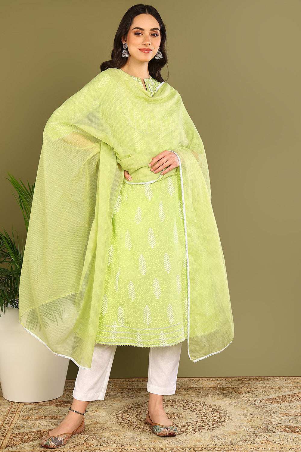 Florescent Green Kota Dupatta