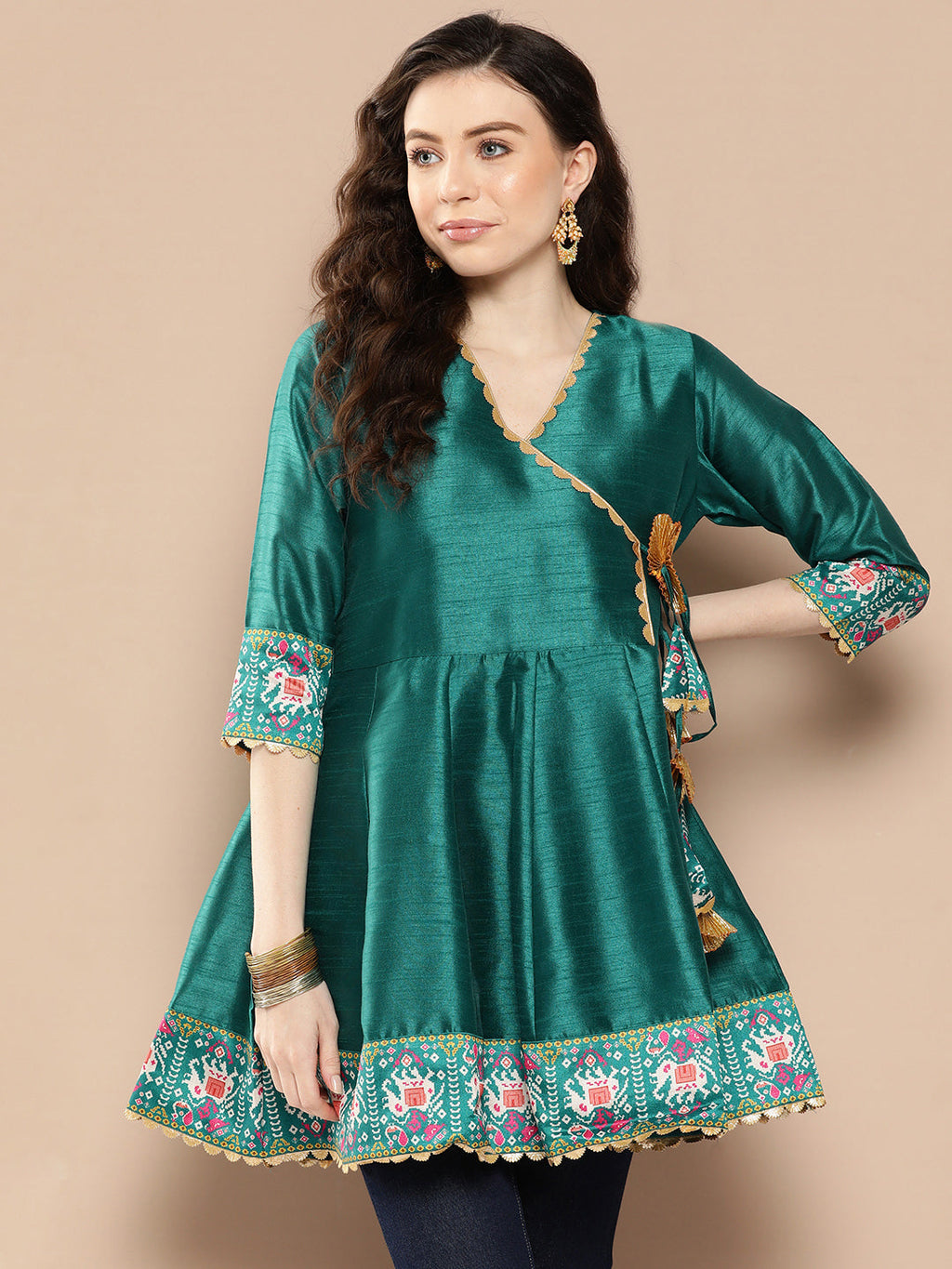 Teal Printed Ethnic Tunic-AH