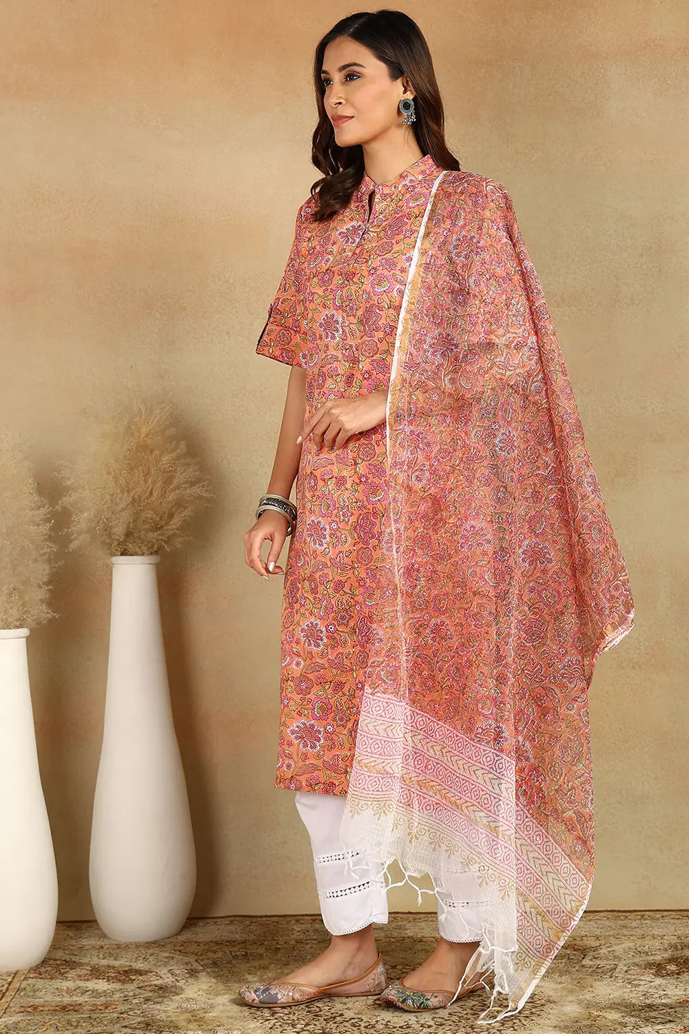 Crimson Kota Doria Dupatta