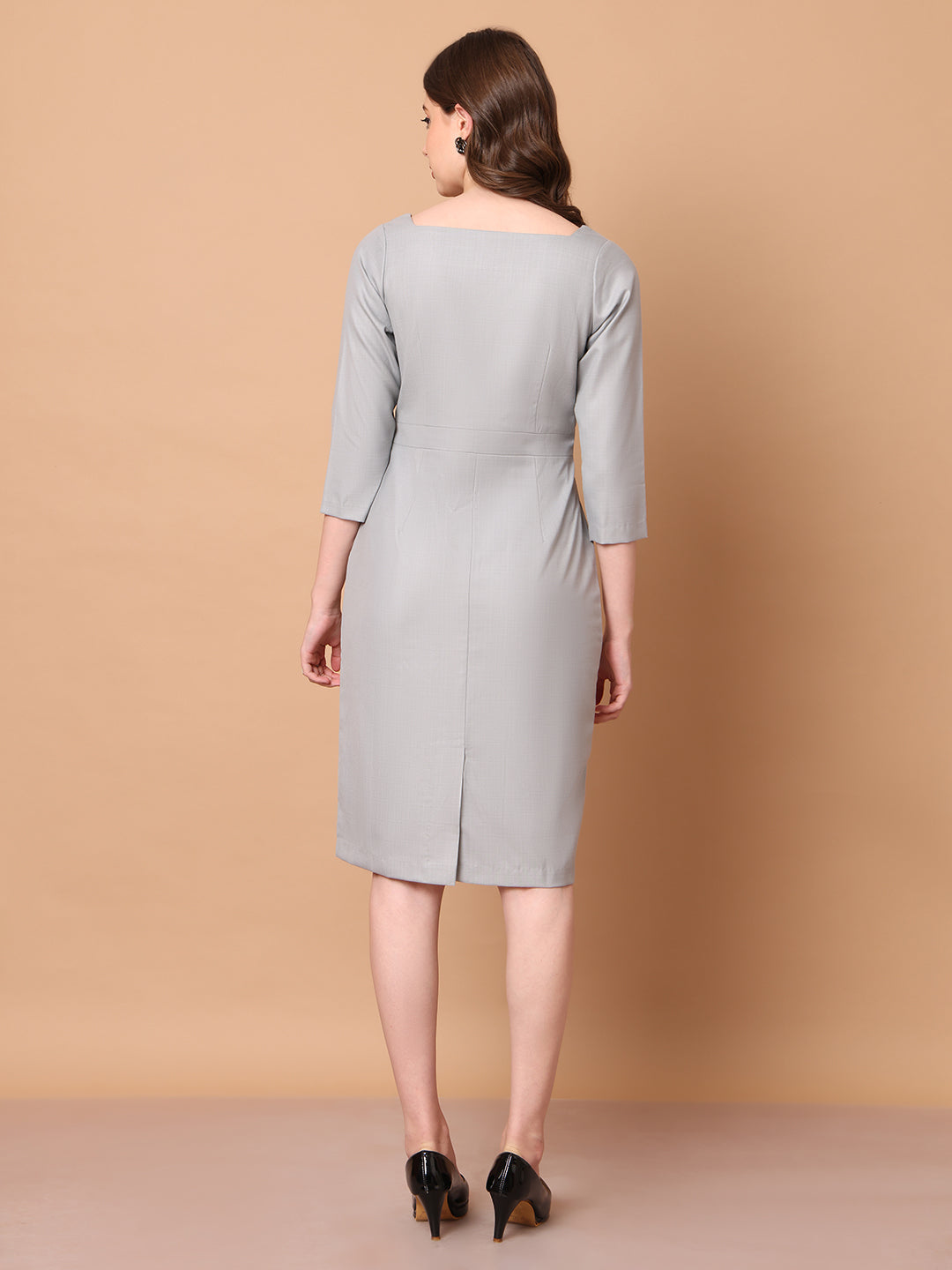 Exude Mystique Moments Suiting Fabric Square Neckline dress