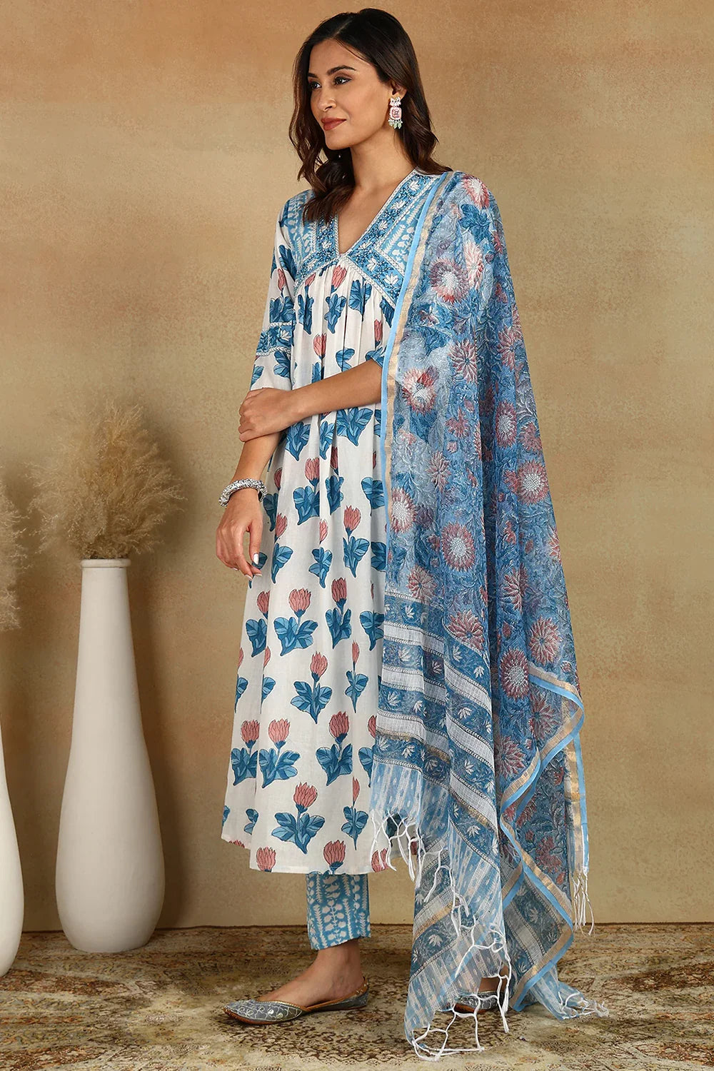 Blue Kota Doria Dupatta