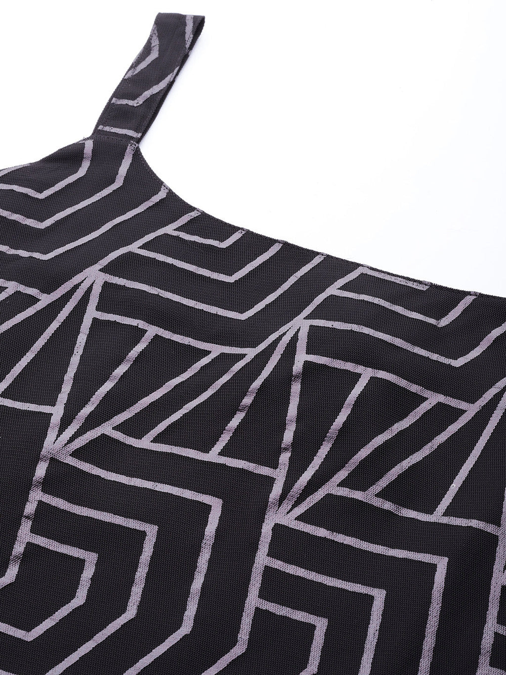 Black Printed Embellished Tunic-AH