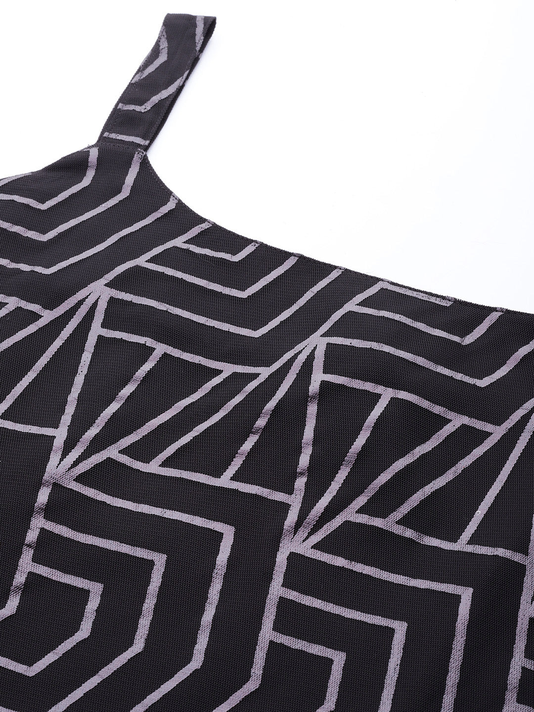 Black Printed Embellished Tunic-AH