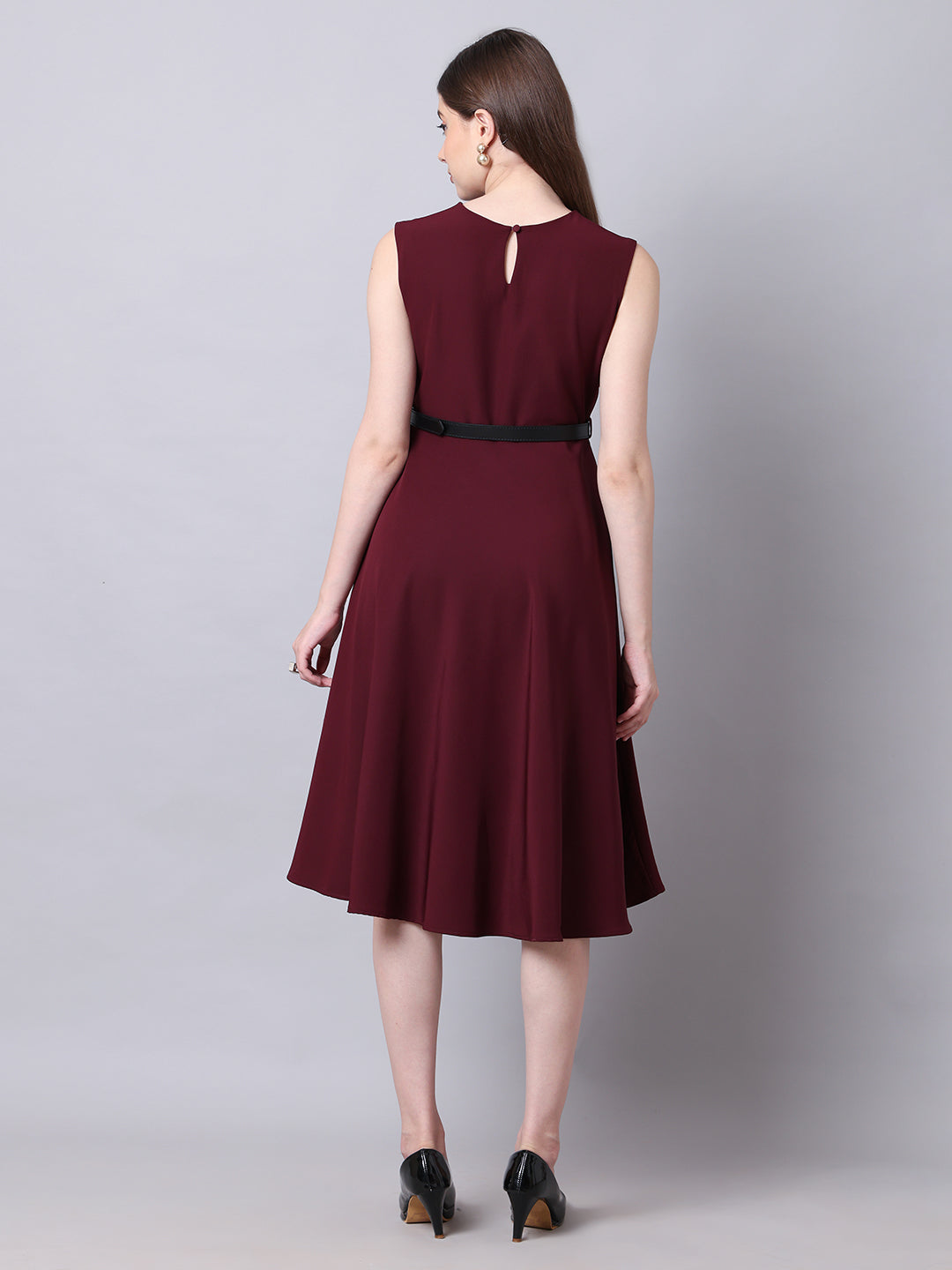 Exude Warmth Fit & Flare Dress with Belt