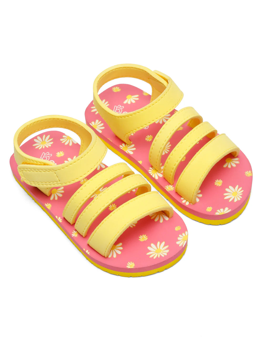 Premium Floral Sandals - Pink & Yellow (Girls)