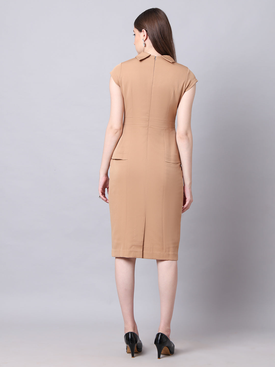 Exude Bold & Beautiful High neck Dress with Cap Sleeves