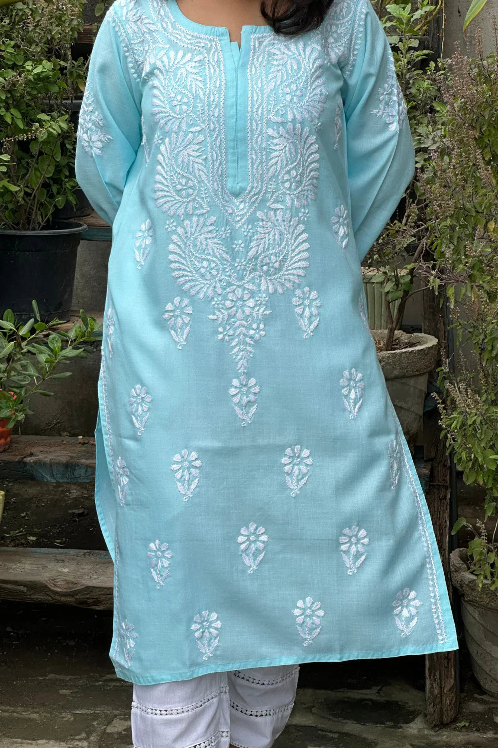 Blue Modal Chikankari Kurta