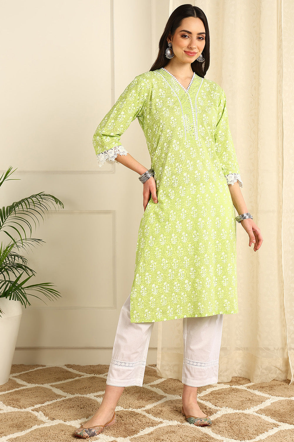 Florescent Green Straight Kurta