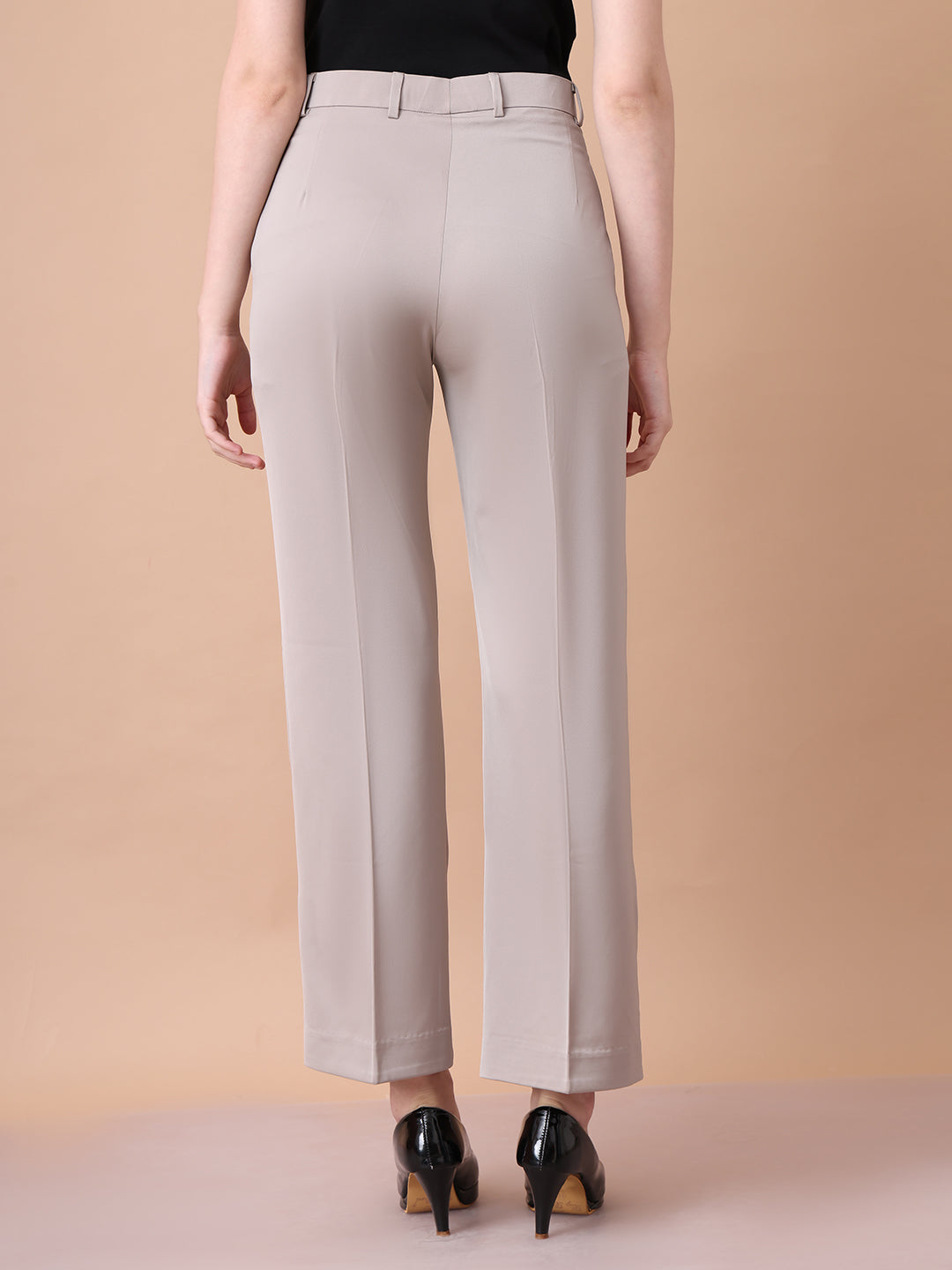 Exude Soulful Styles Straight Fit Matt Satin Trouser