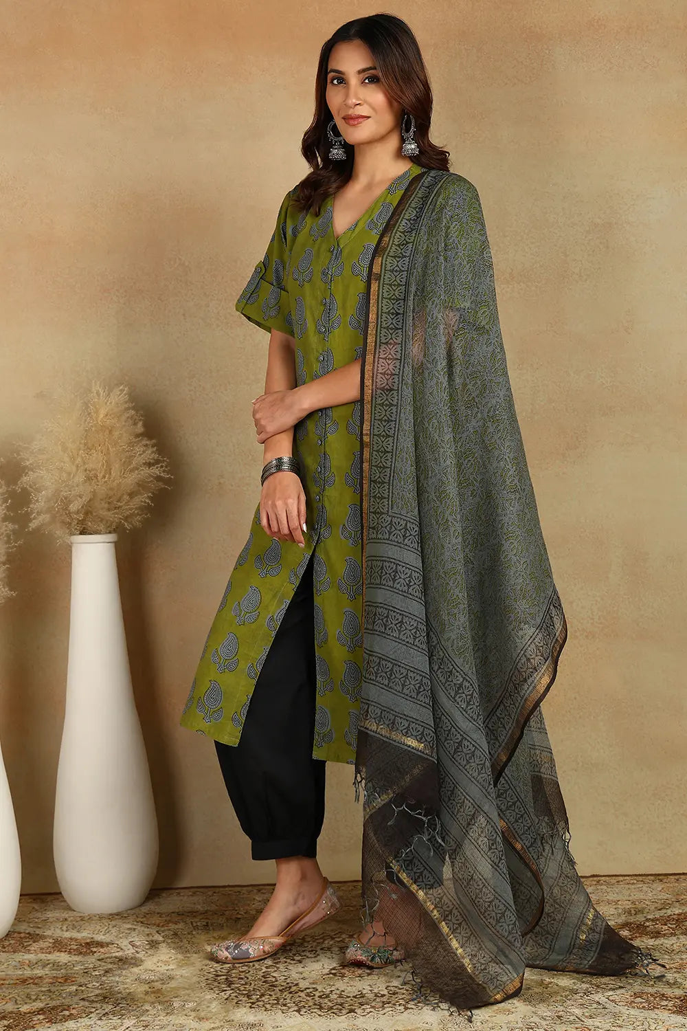 Grey Kota Doria Dupatta