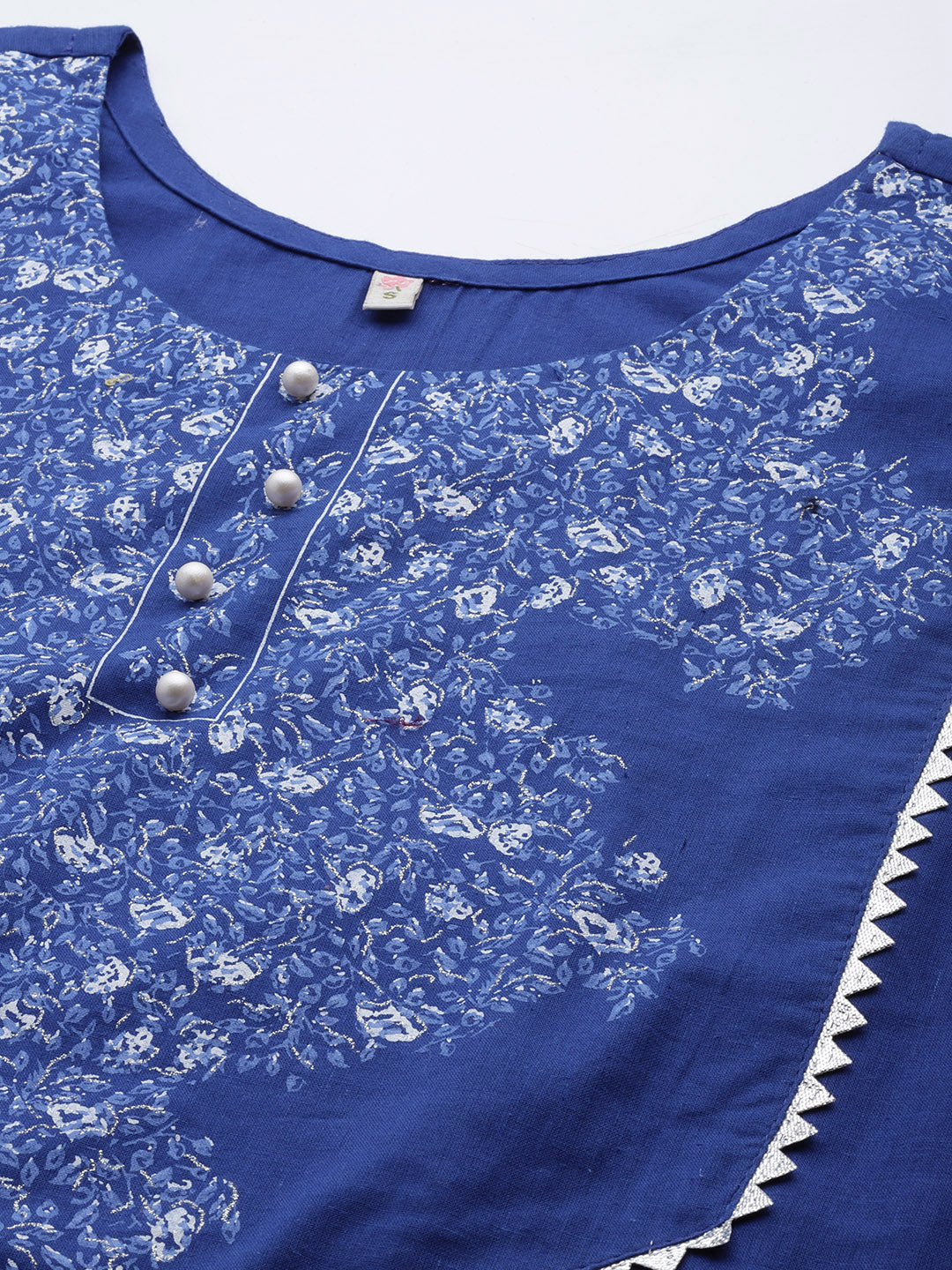 Royal Blue Pure Cotton Printed Kurta