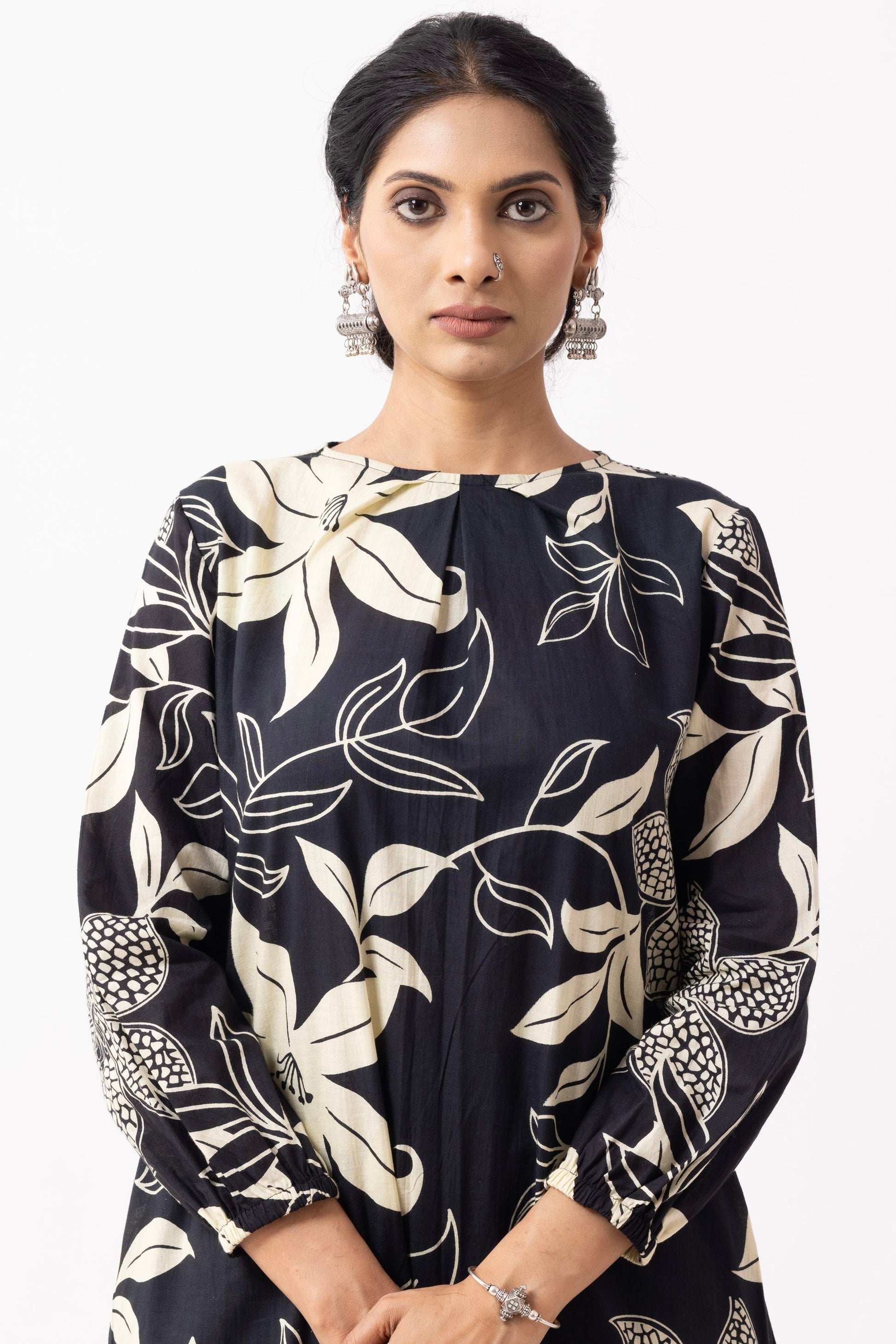 Black Block Printed Maya Kurta Set (Set of 2)- IC