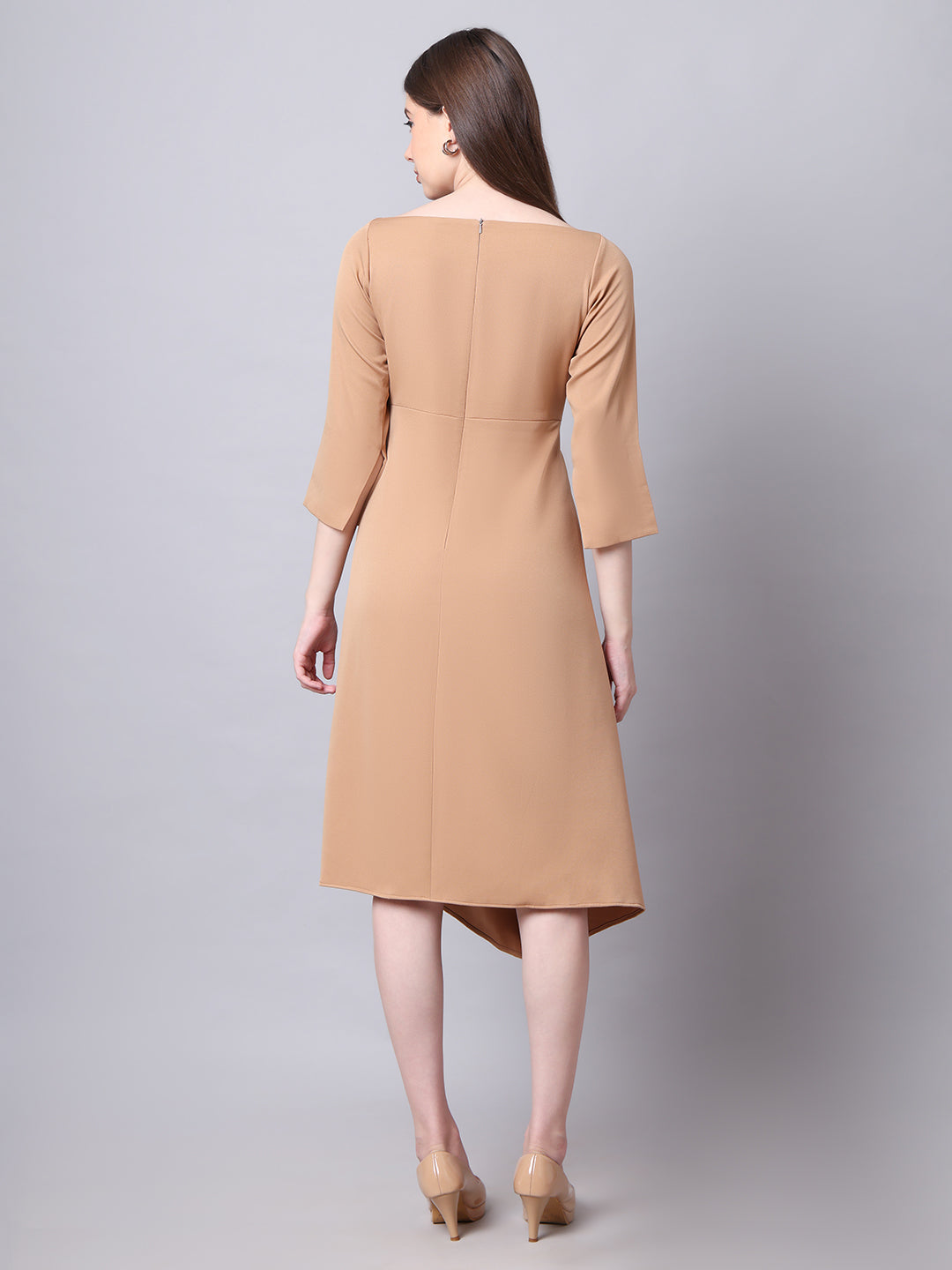 Exude Sunlit Drape Dress With Sleeves