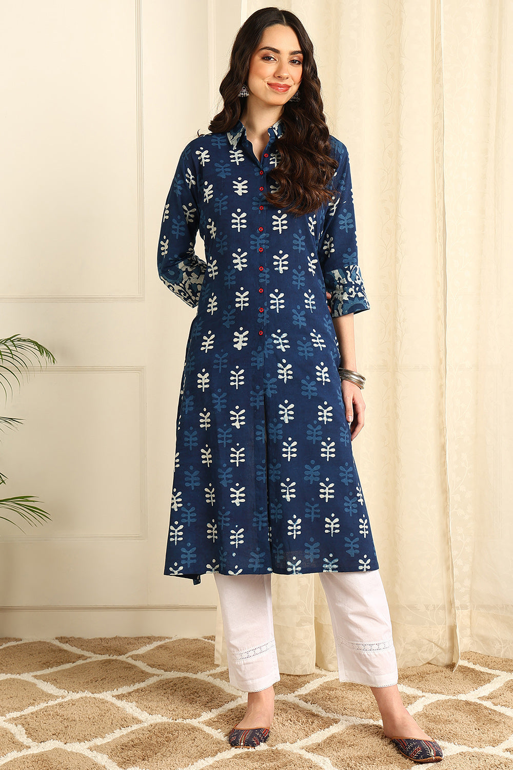 Indigo Blue Straight Bagru Kurta